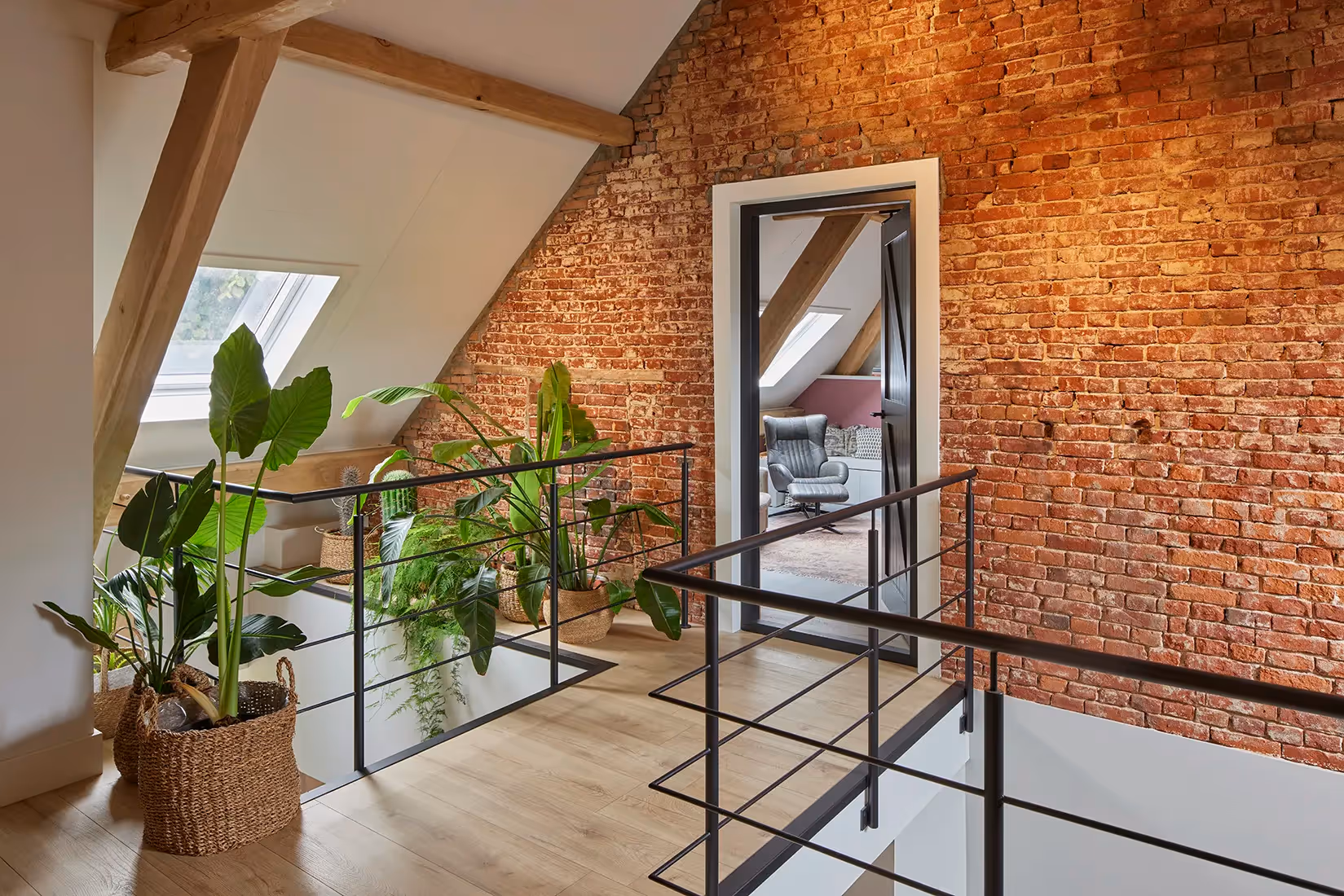 Vide waar plafondverlichting natuurlijke elementen belicht.