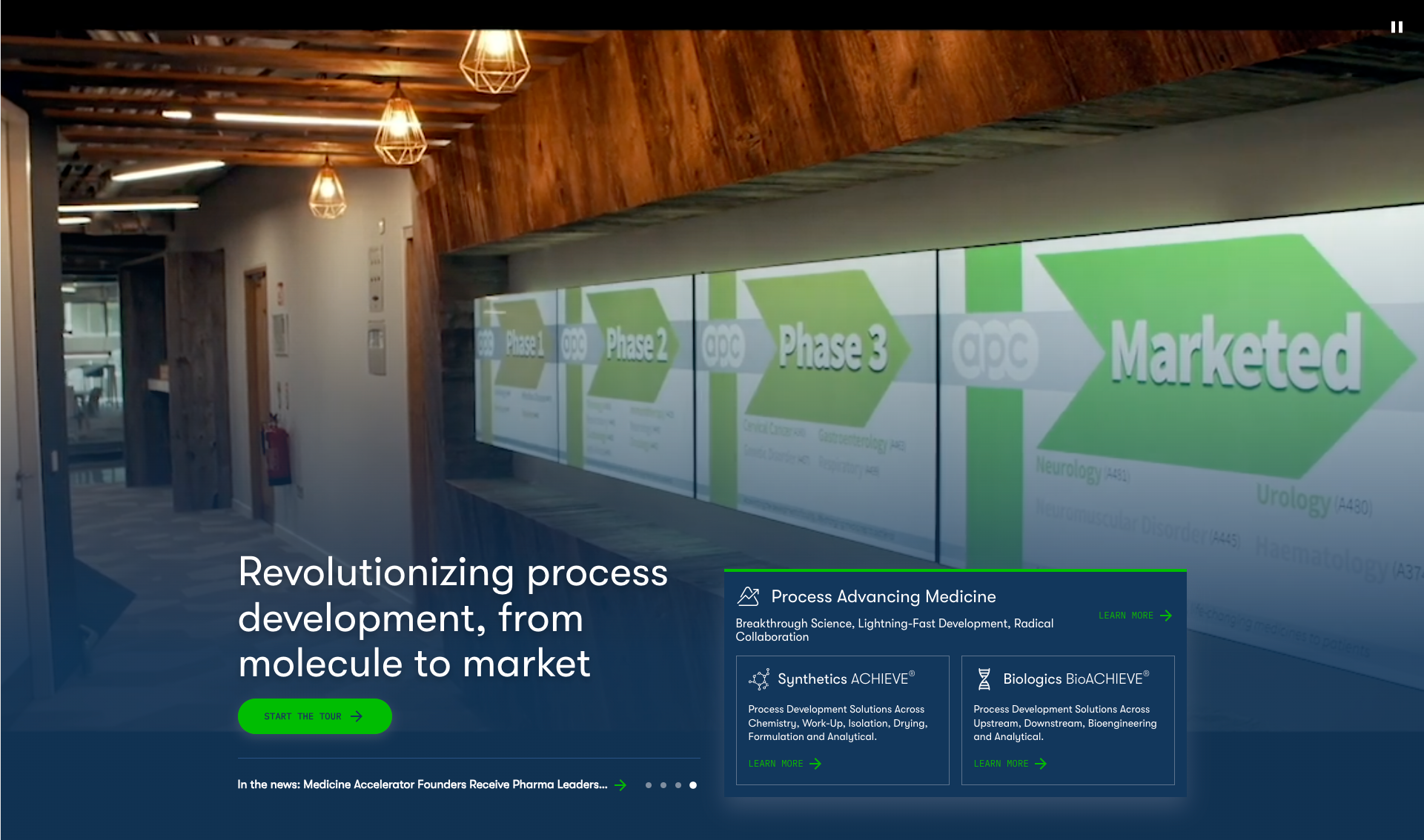 APC homepage, demonstrating a hero banner design pattern.