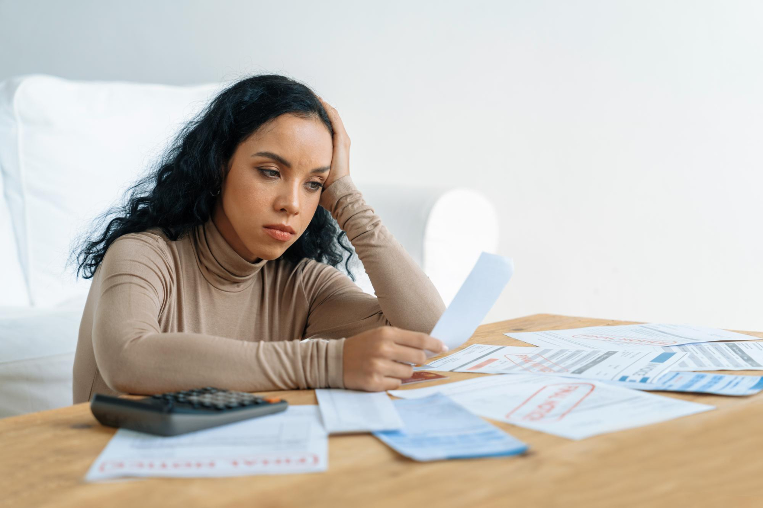 woman reviewing her financial documents