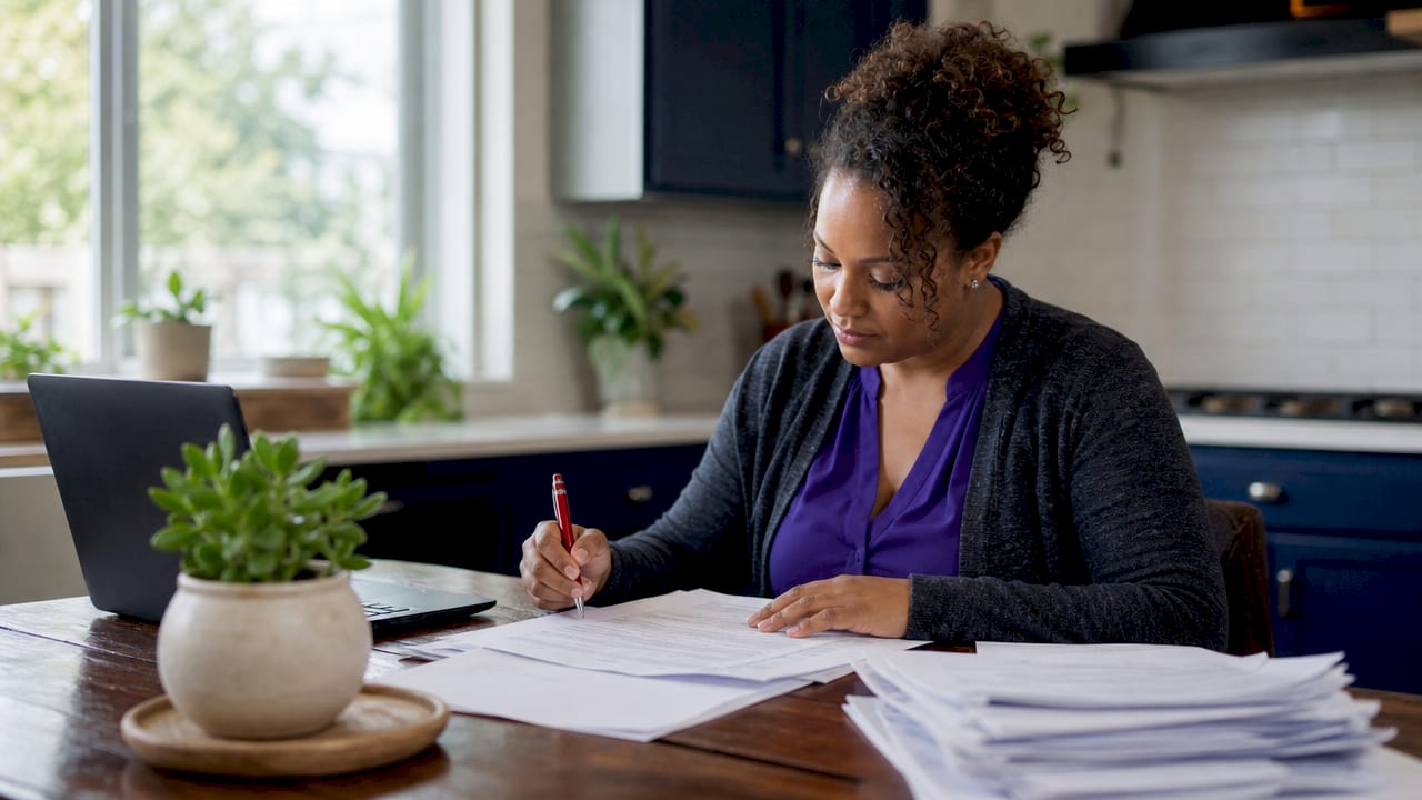 Underwriter manually reviewing mortgage documents