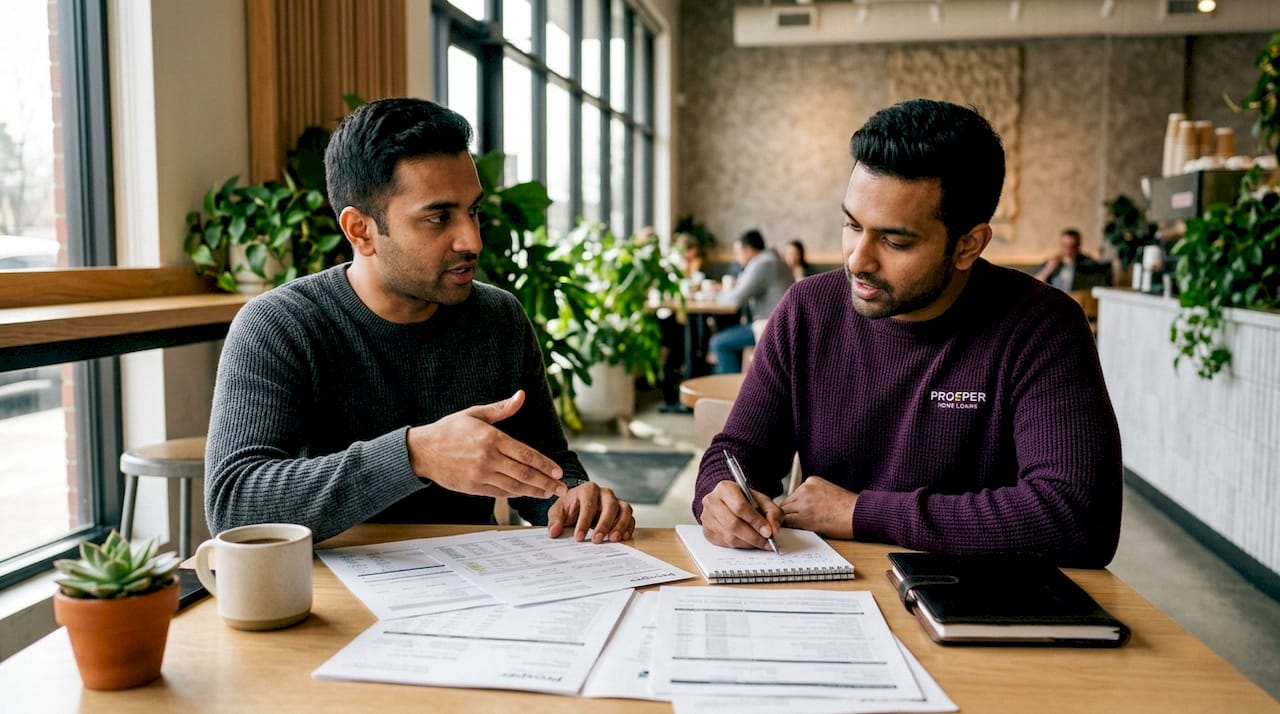 Two men discussing self-employed mortgage options