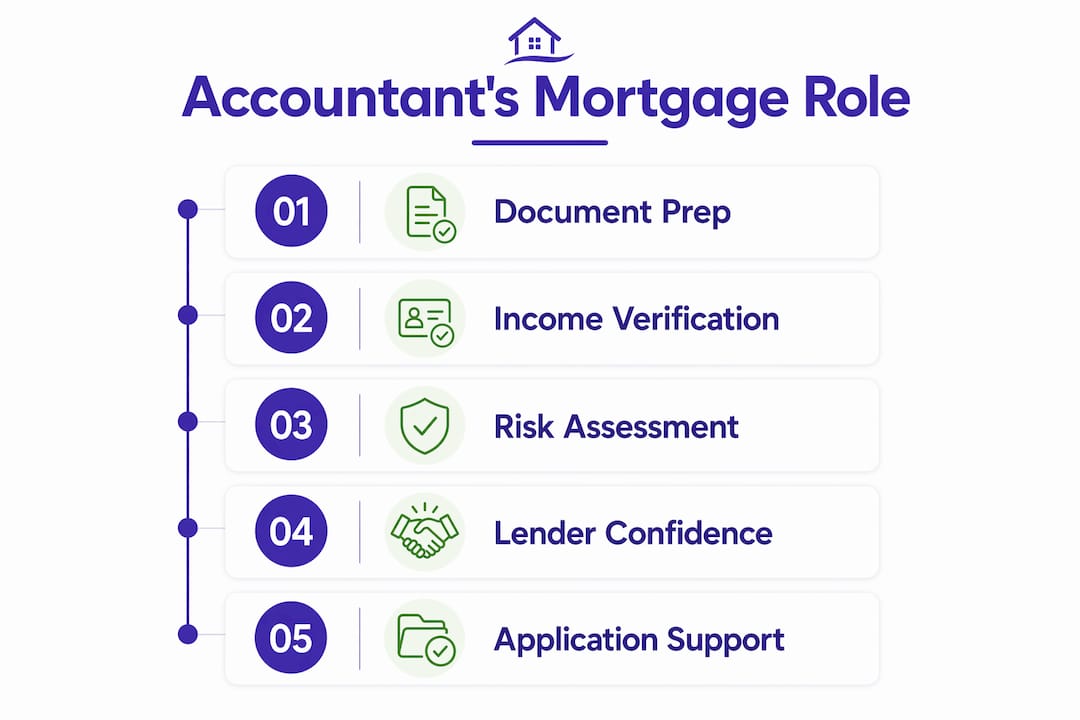 Infographic showing accountant's mortgage role steps