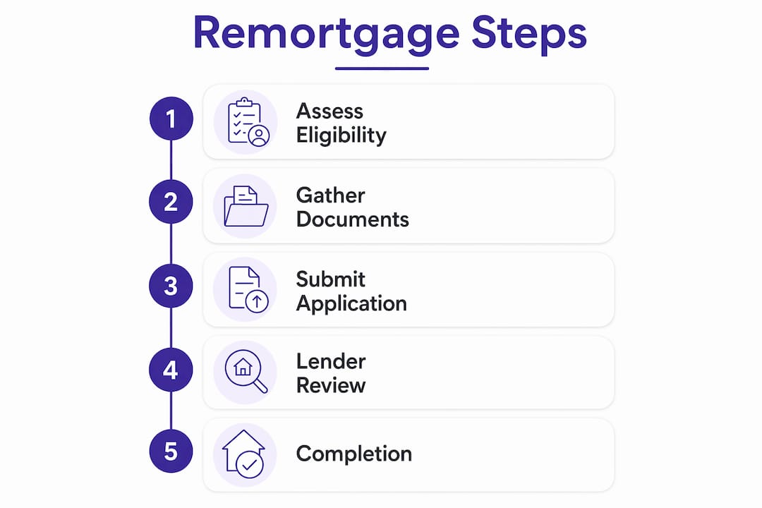 Infographic illustrating remortgage application steps