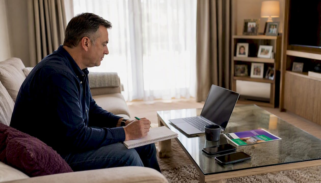 UK budgeting tools and handwritten notes overhead view