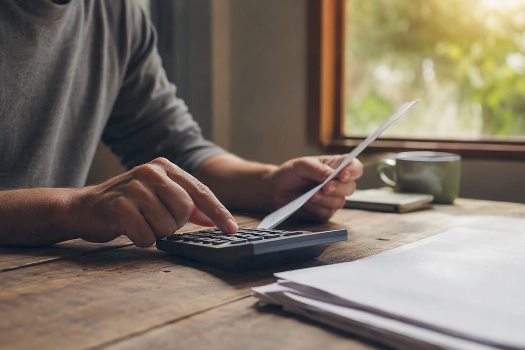 Hands calculating monthly payments