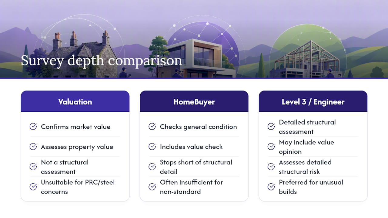 Three property inspection levels compared