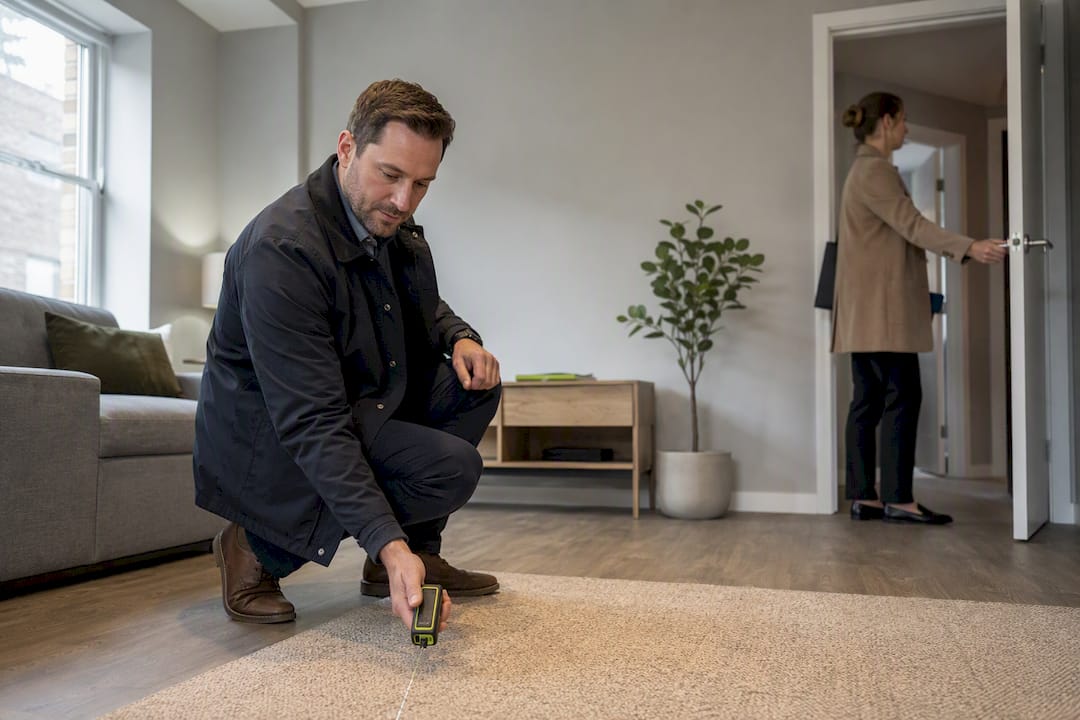 Valuer inspecting rental property room