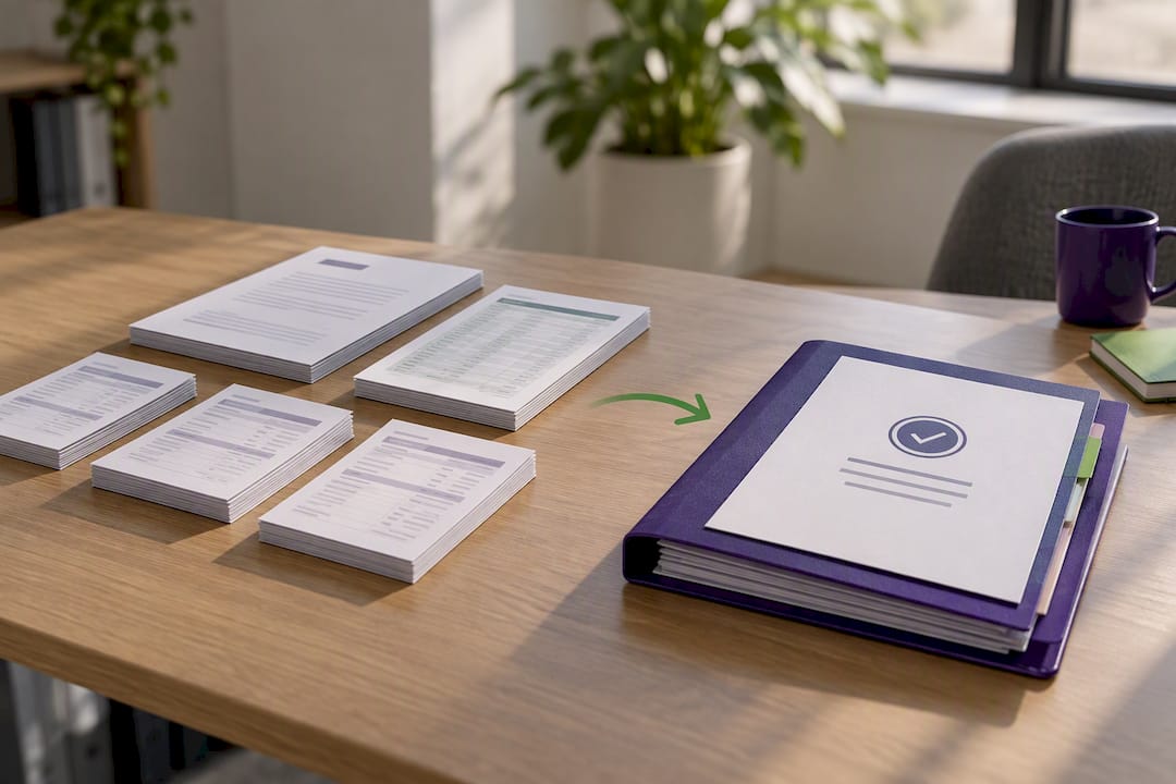 Evidence documents consolidated into mortgage pack