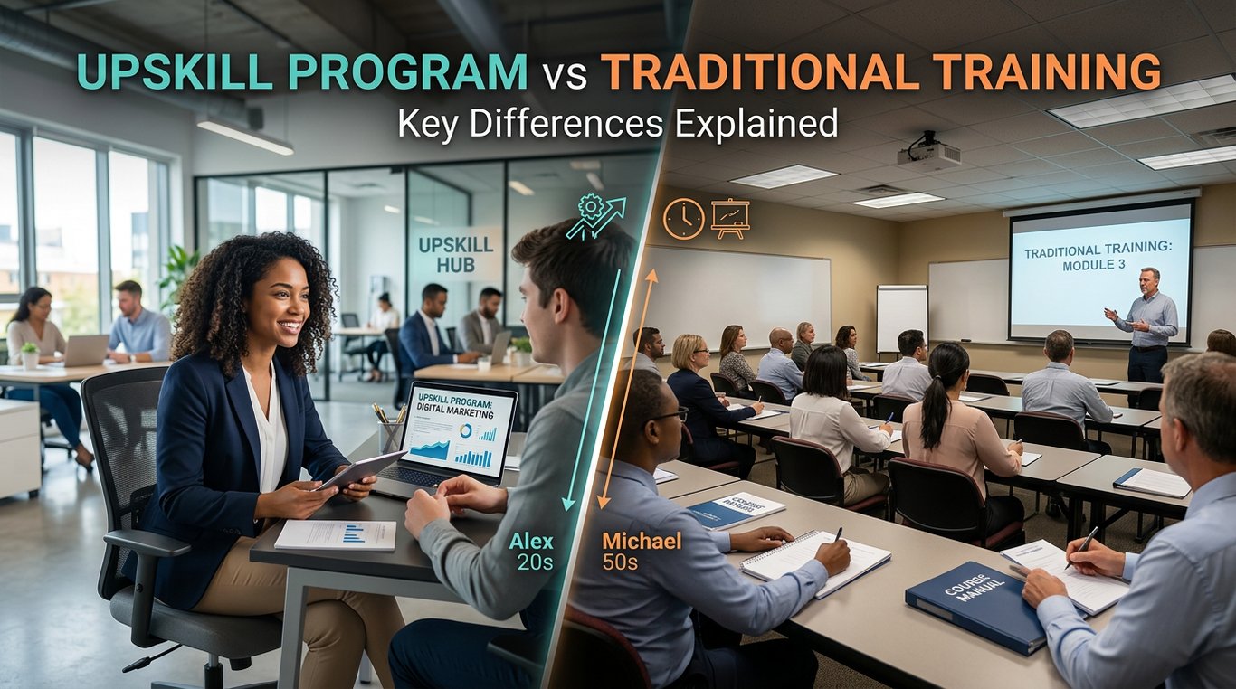 upskill program vs traditional training - Hero image for article titled