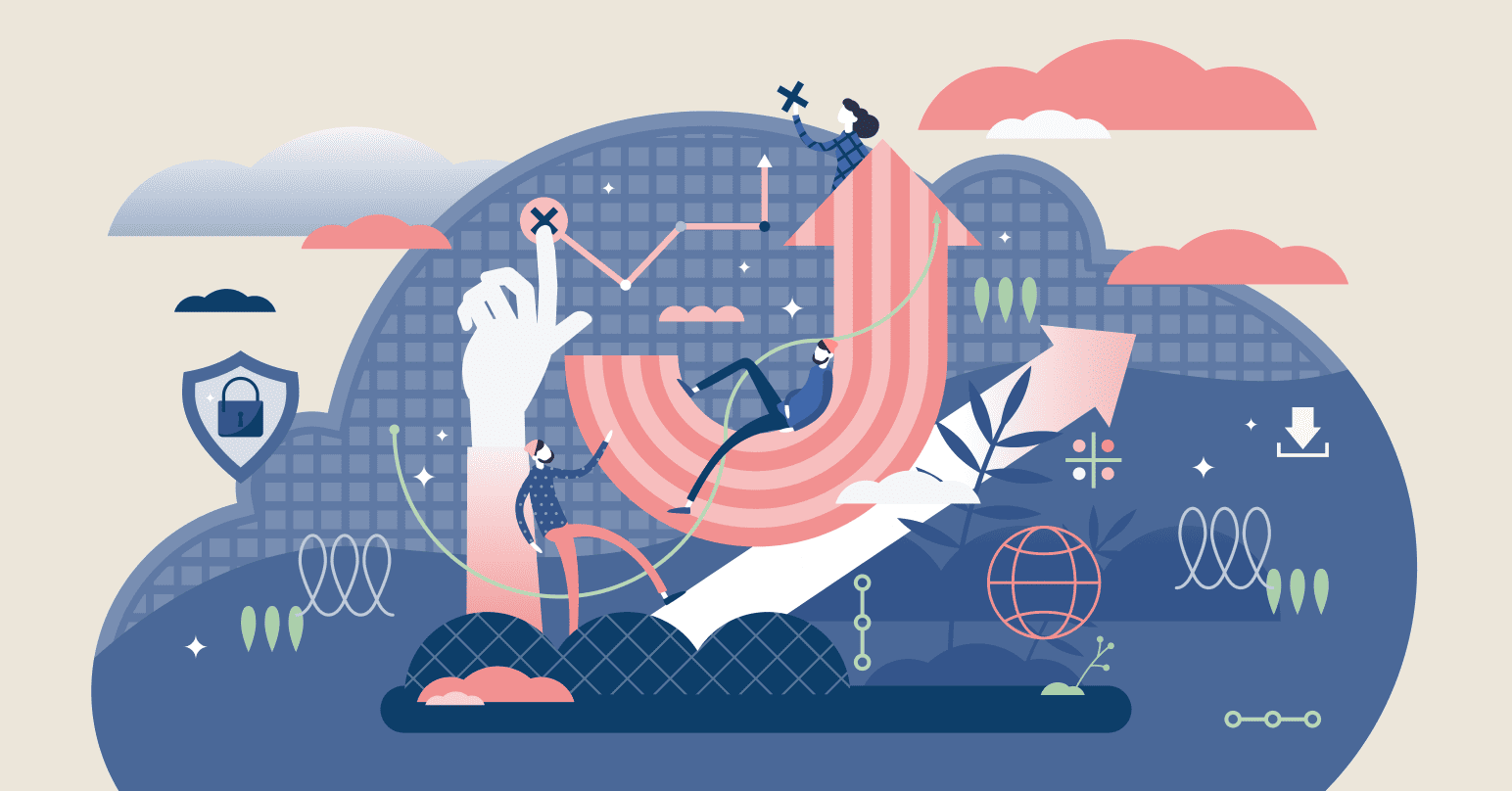 Vector image of the digital cloud and arrows showing the importance of AI agent swarms