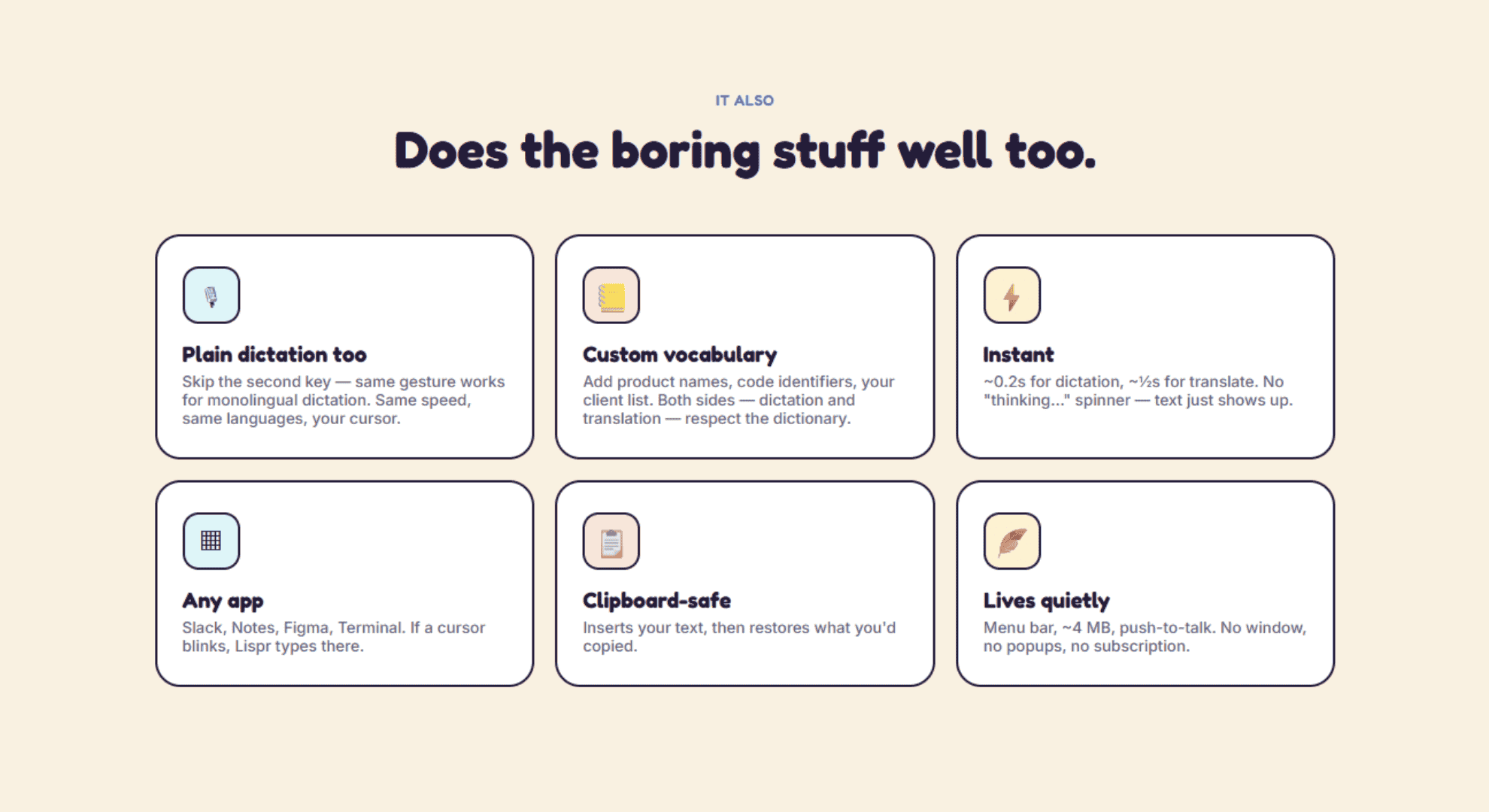 Lispr's features