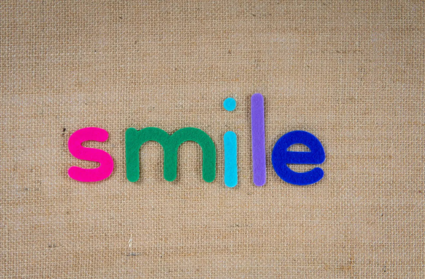Photo of the world smile spelt out in colourful letters.