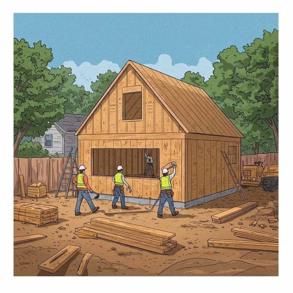 Construction process of an Accessory Dwelling Unit in Orlando with builders and materials