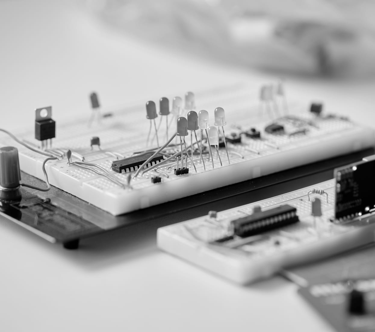 A close-up shot of a circuit board