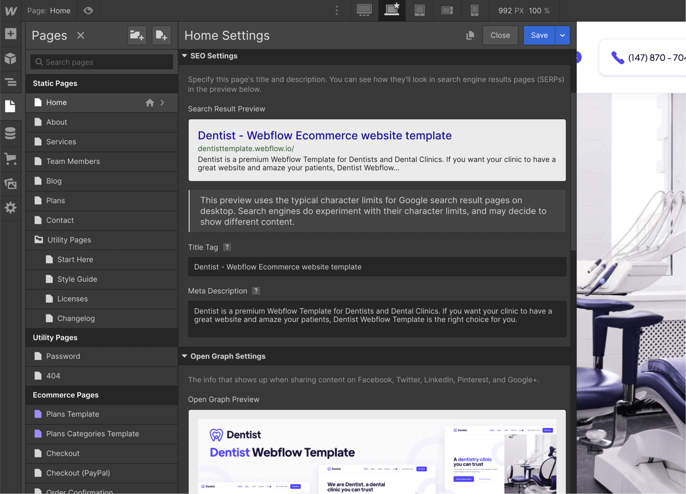 SEO - Dentist Webflow Template