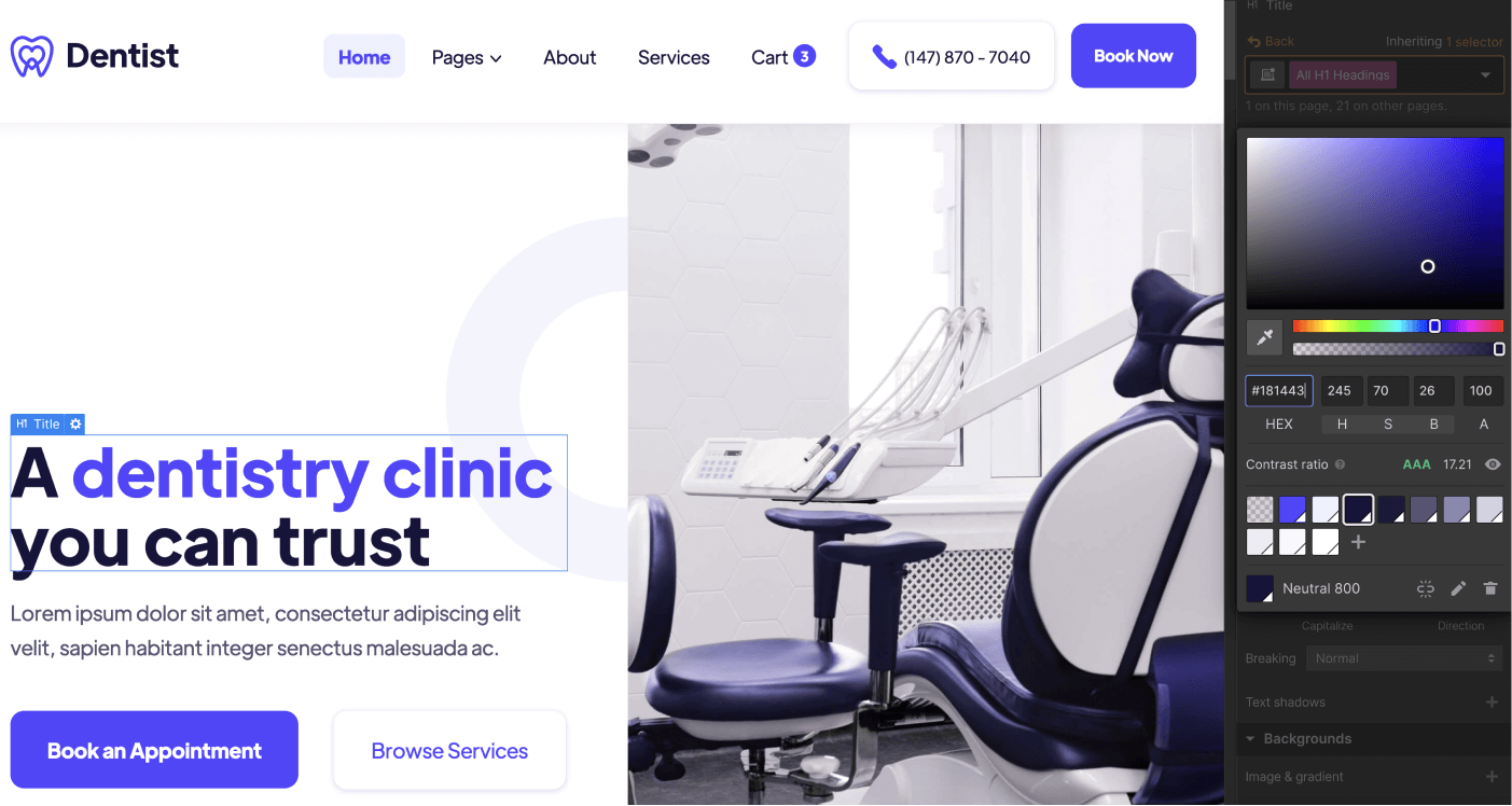 Colors - Dentist Webflow Template