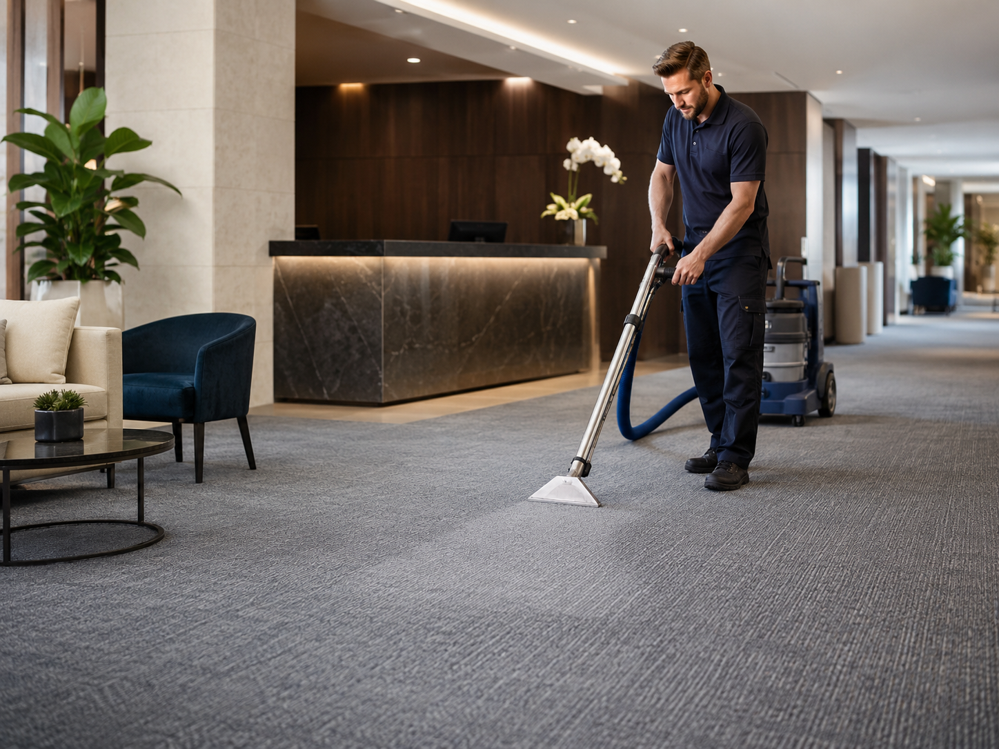 Commercial carpet cleaning in progress at a business venue in Maidenhead