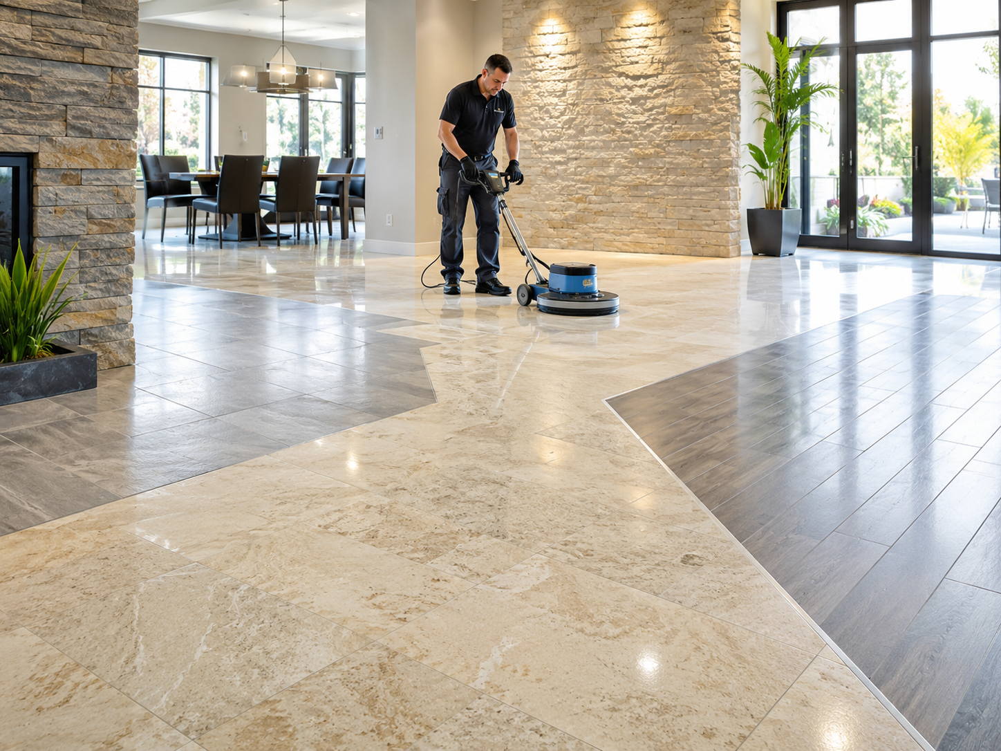 Professional hard floor cleaning and stone restoration machine in Maidenhead