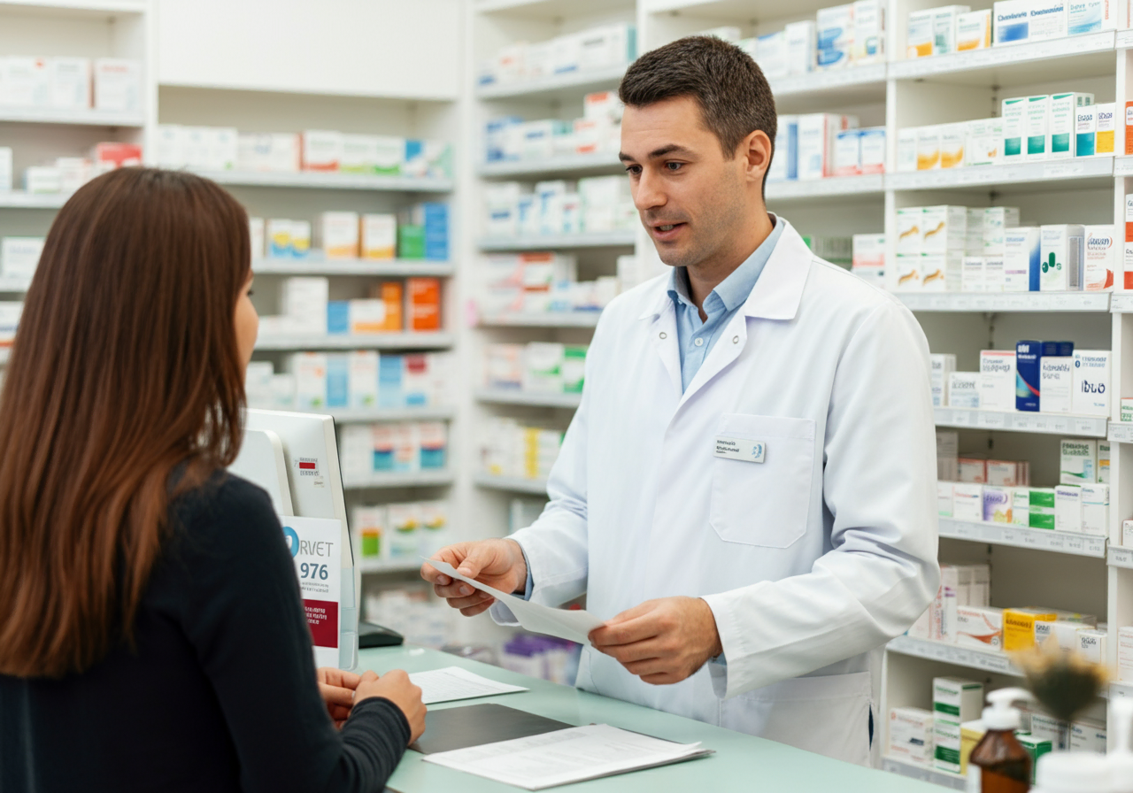 entrepreneur qui va chercher des médicaments prescris par son médecin 