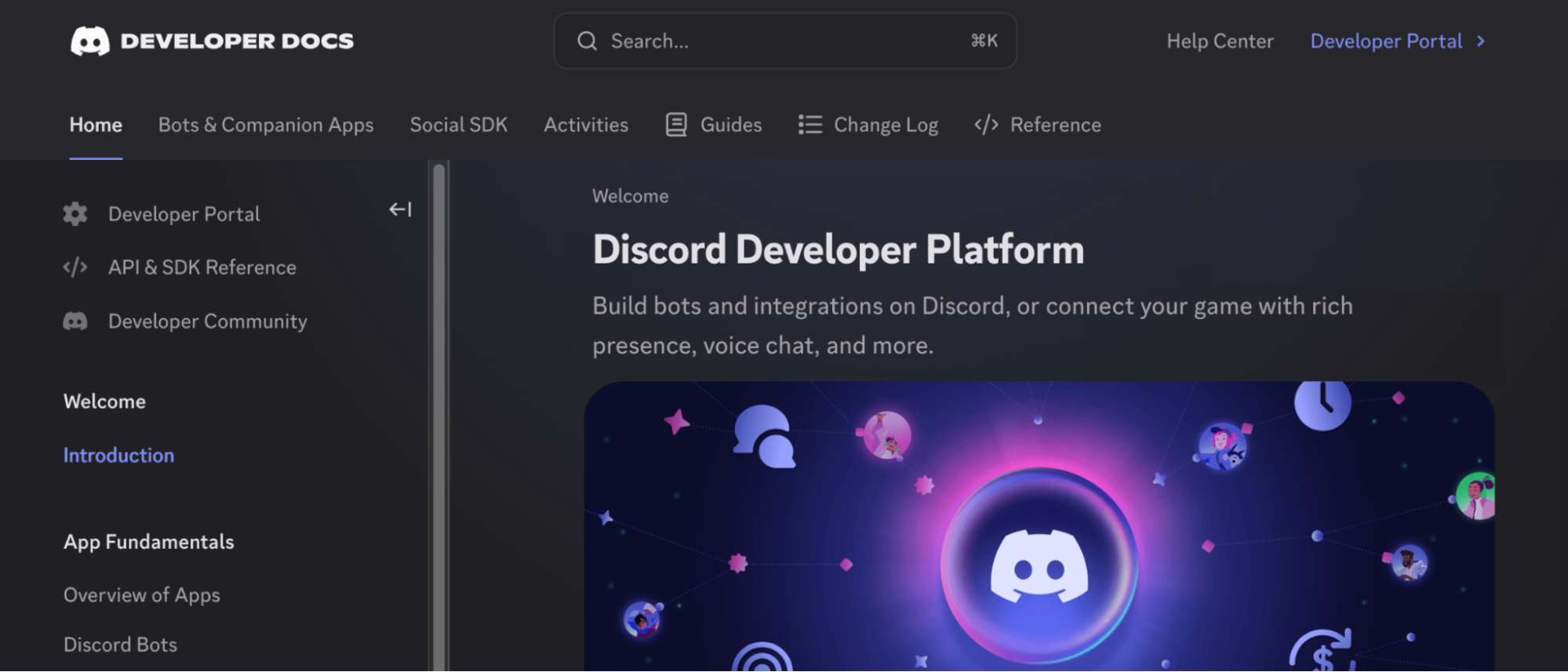 A screenshot of the new developer documentation landing page