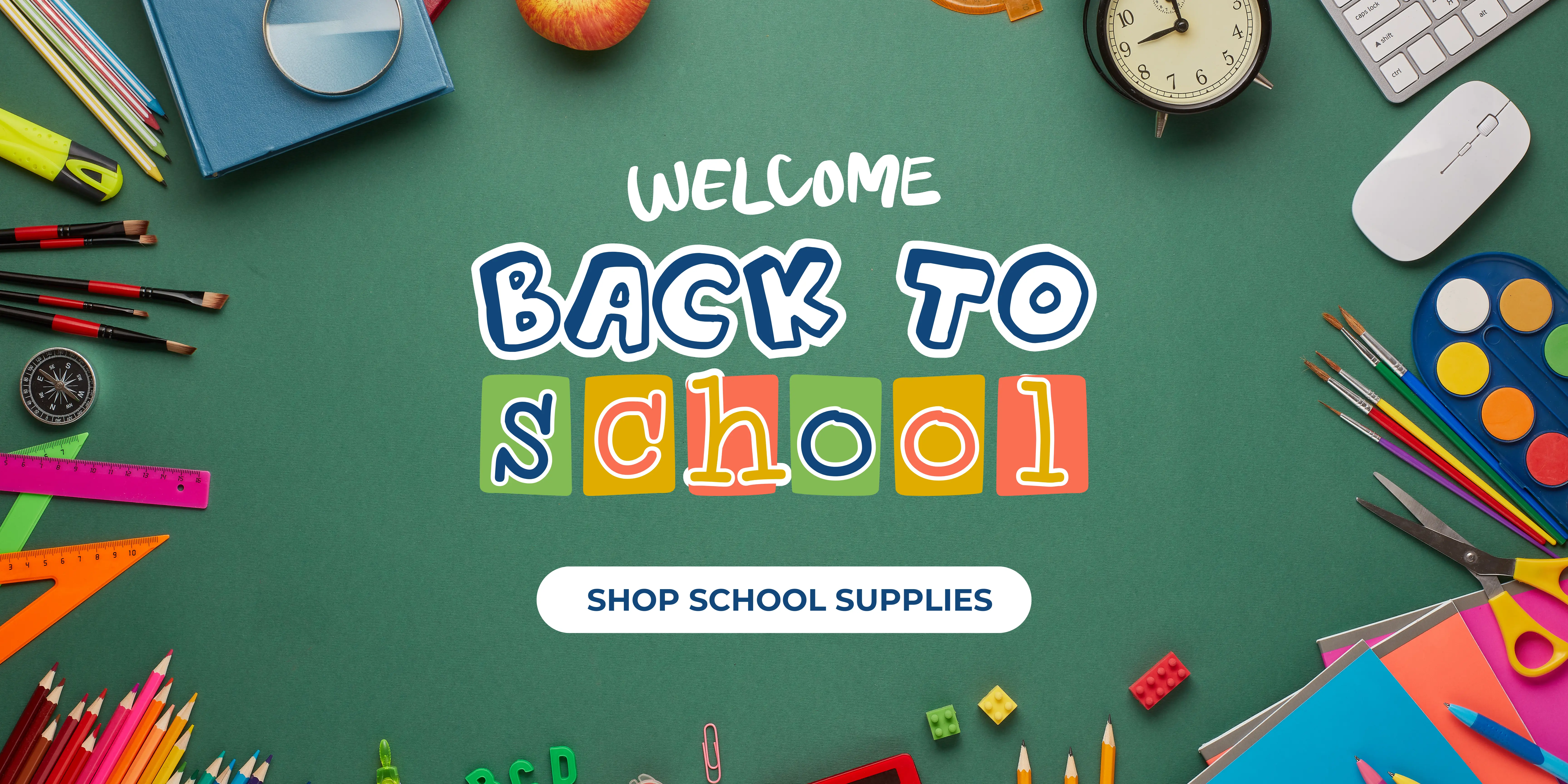 Back to School Collection with images of school supplies.