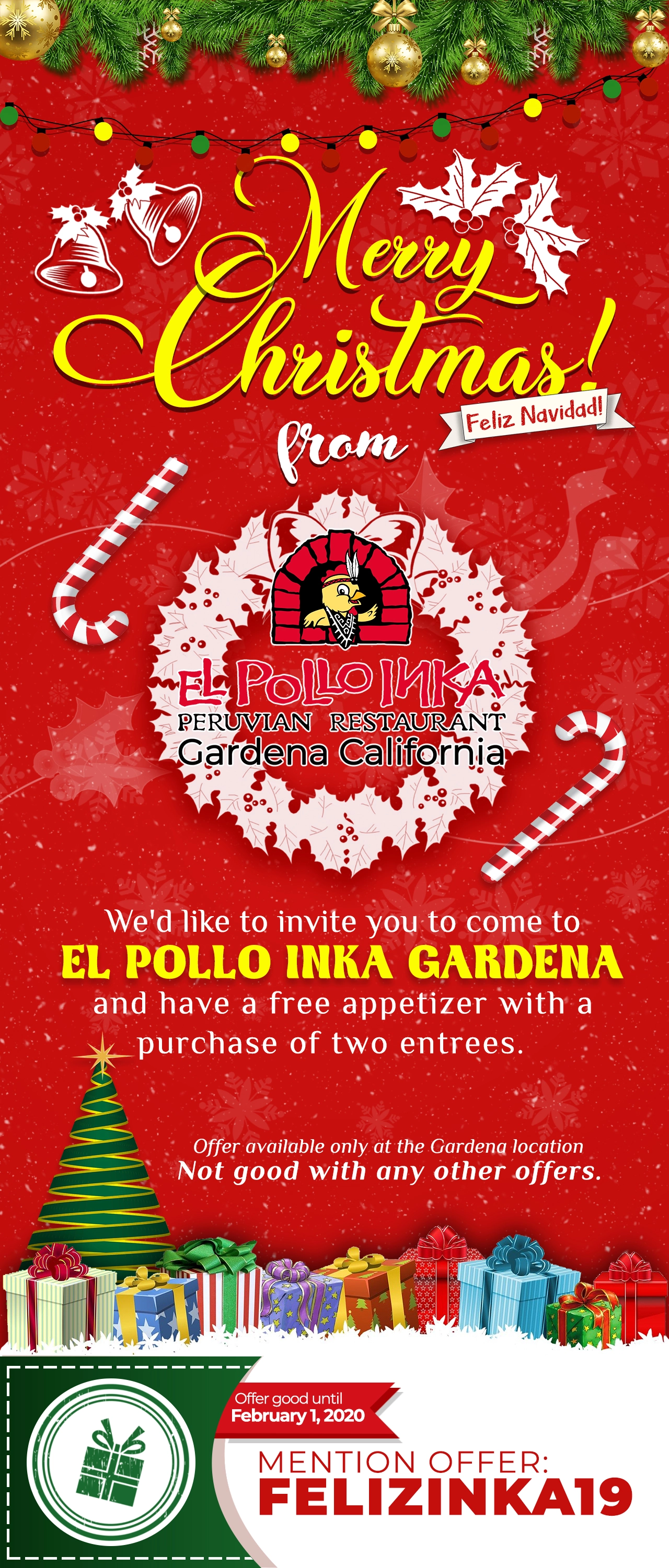 El Pollo Inka Peruvian Restaurant Merry Christmas Promo