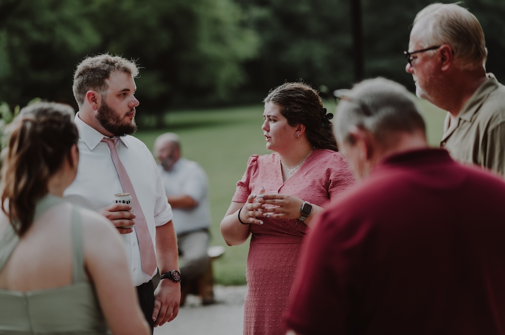 Guests enjoy socializing during cocktail hour at The Barn at Cedar Grove in south central Kentucky