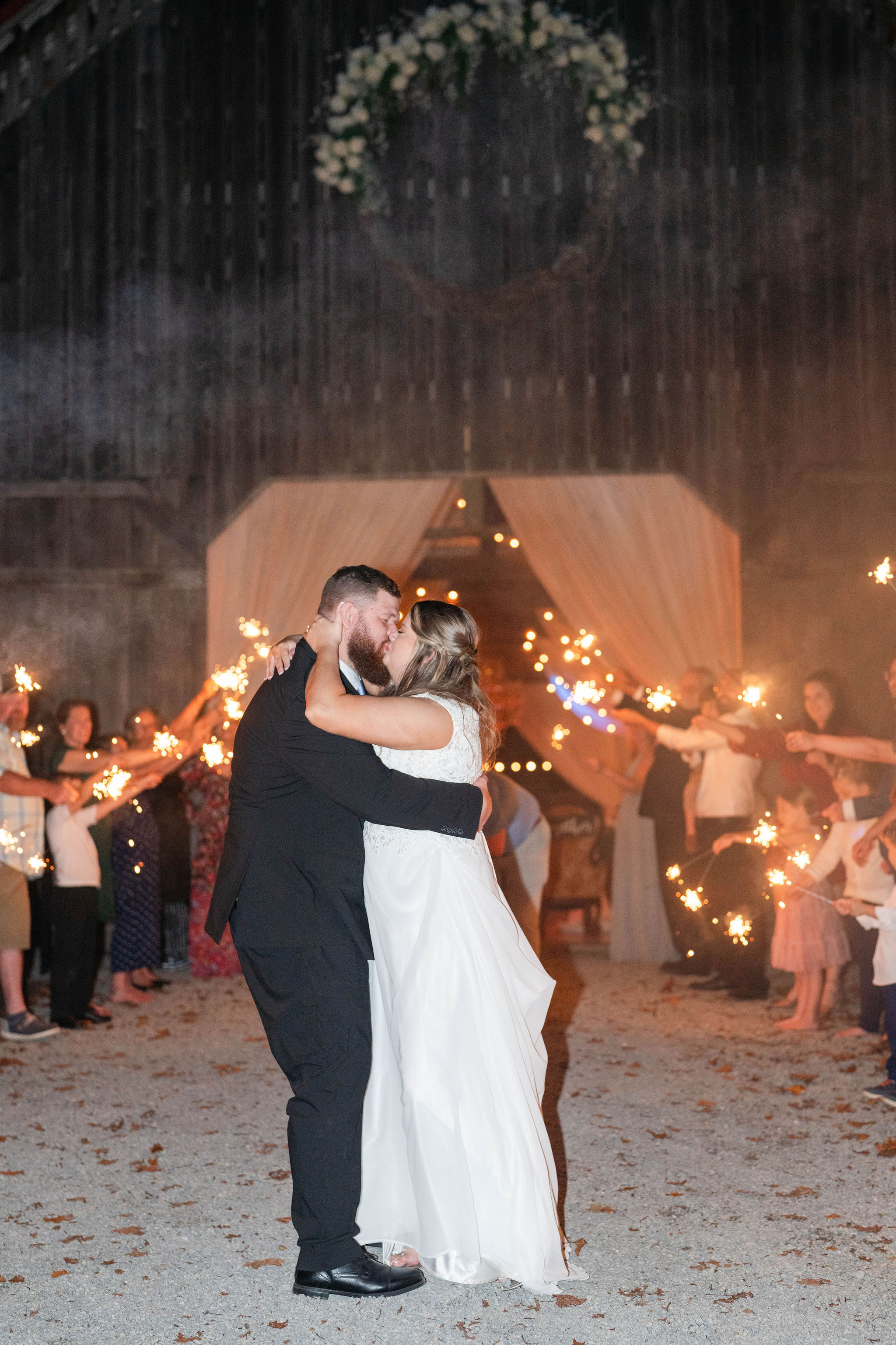 A perfect sparkler send off for Hannah & Michael as they closed out the night at The Barn at Cedar Grove