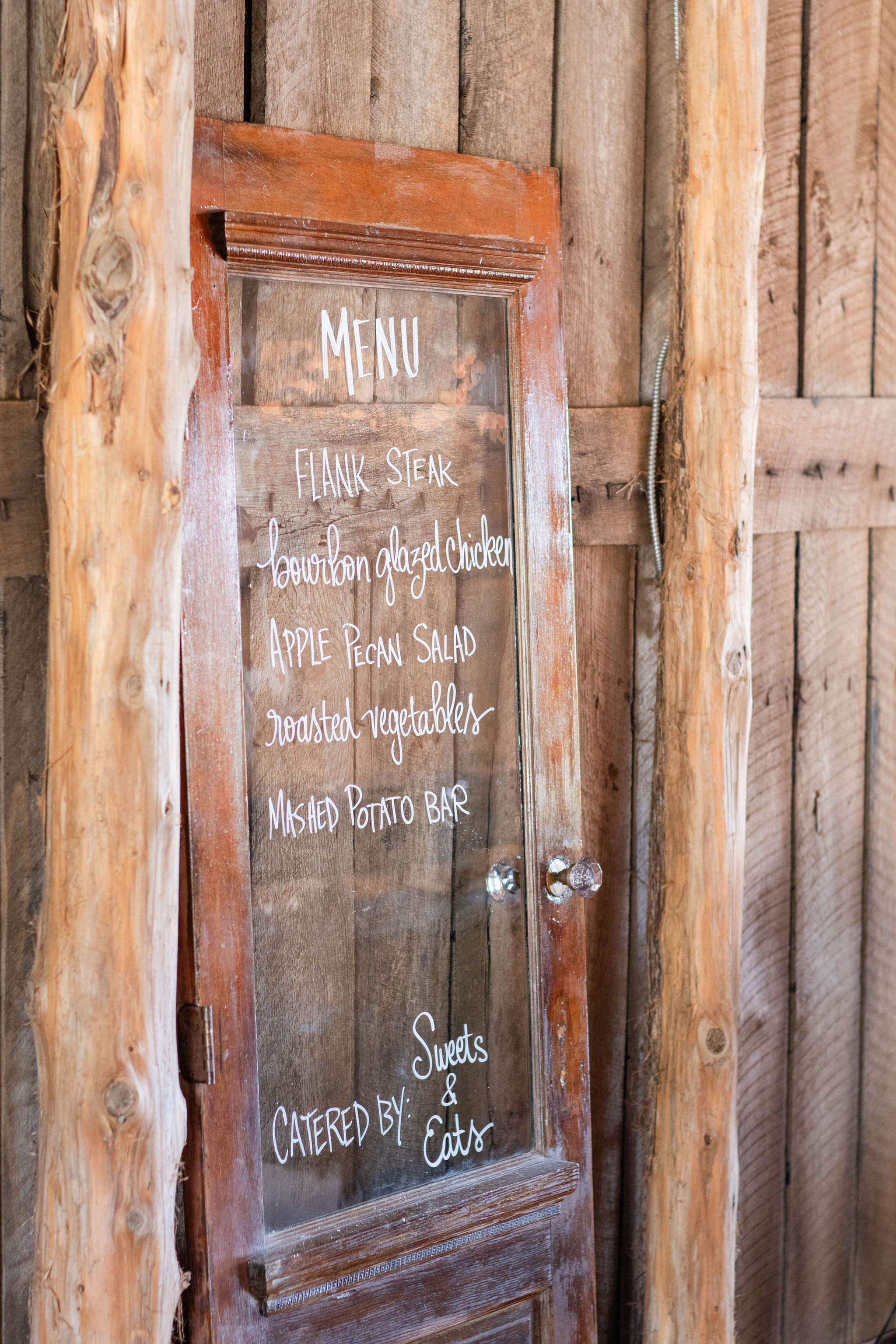 A delicious menu prepared by Sweets & Eats at The Barn at Cedar Grove was enjoyed by all the guests at Hannah & Michael's wedding reception.