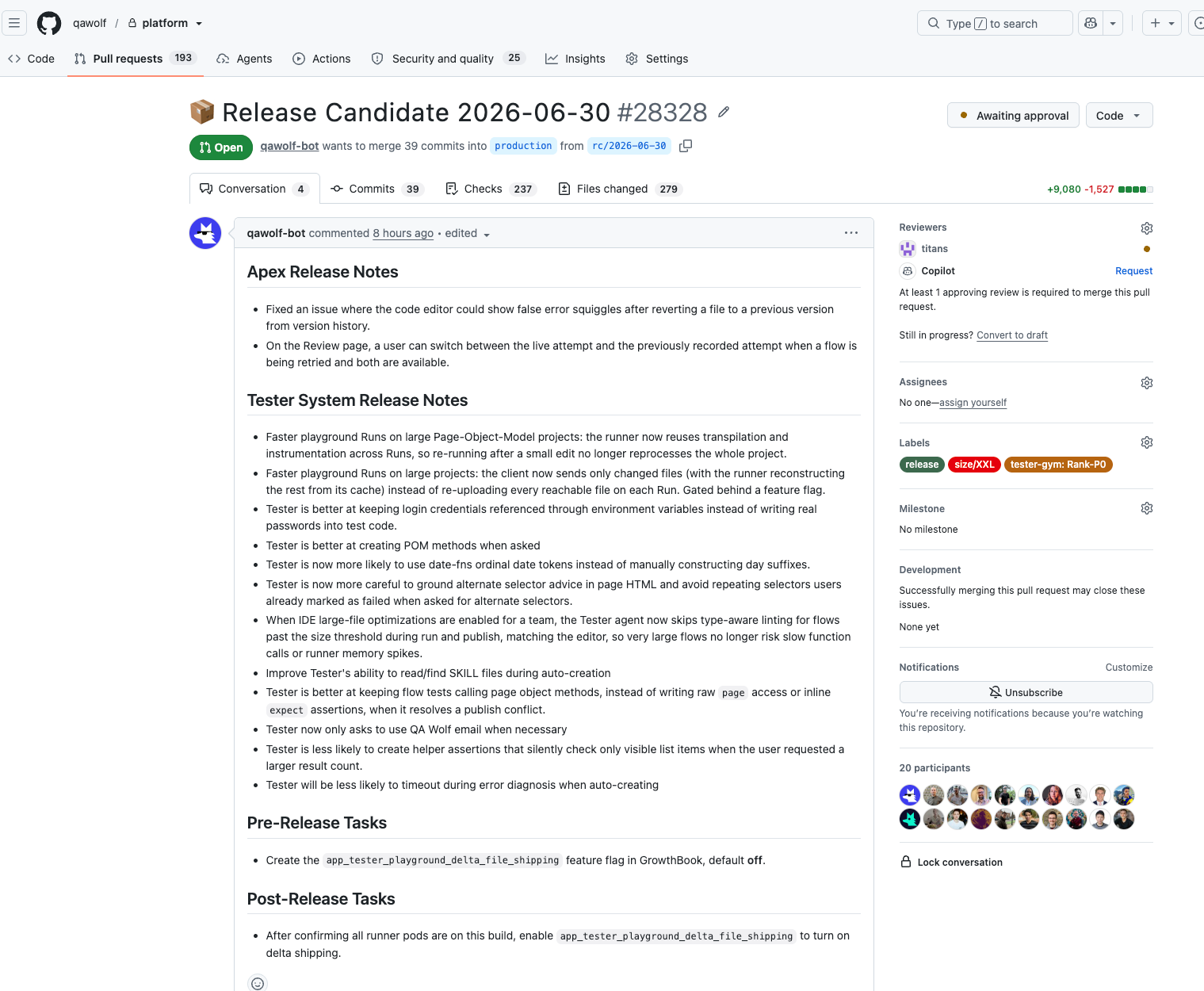 An example of our release notes