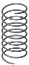 Gray metal coil spring with multiple loops on a white background.