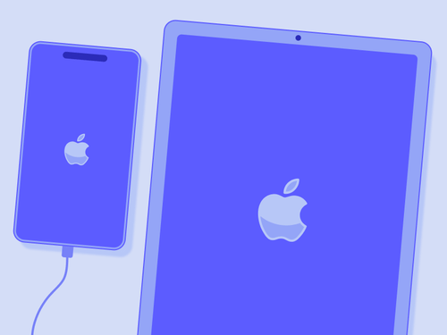 An illustration of an Apple phone + tablet