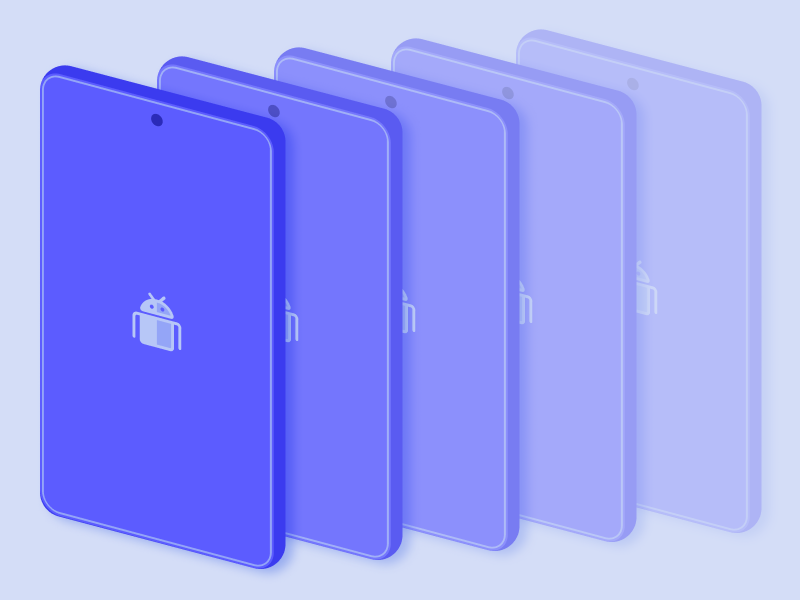 An illustration of Android mobile devices