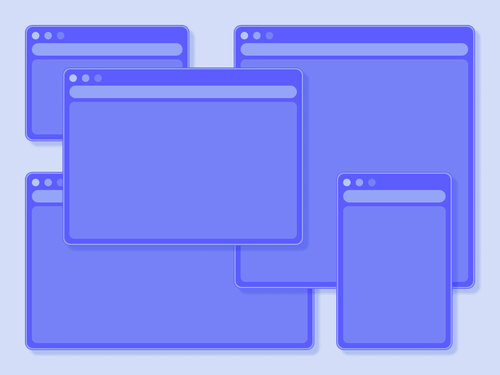 An illustration of overlapping web browser windows