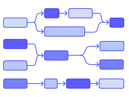 An illustration of interconnected rectangles in a flow-chart configuration