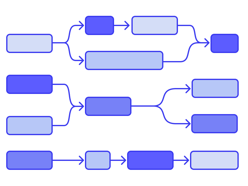 An illustration of interconnected rectangles in a flow-chart configuration