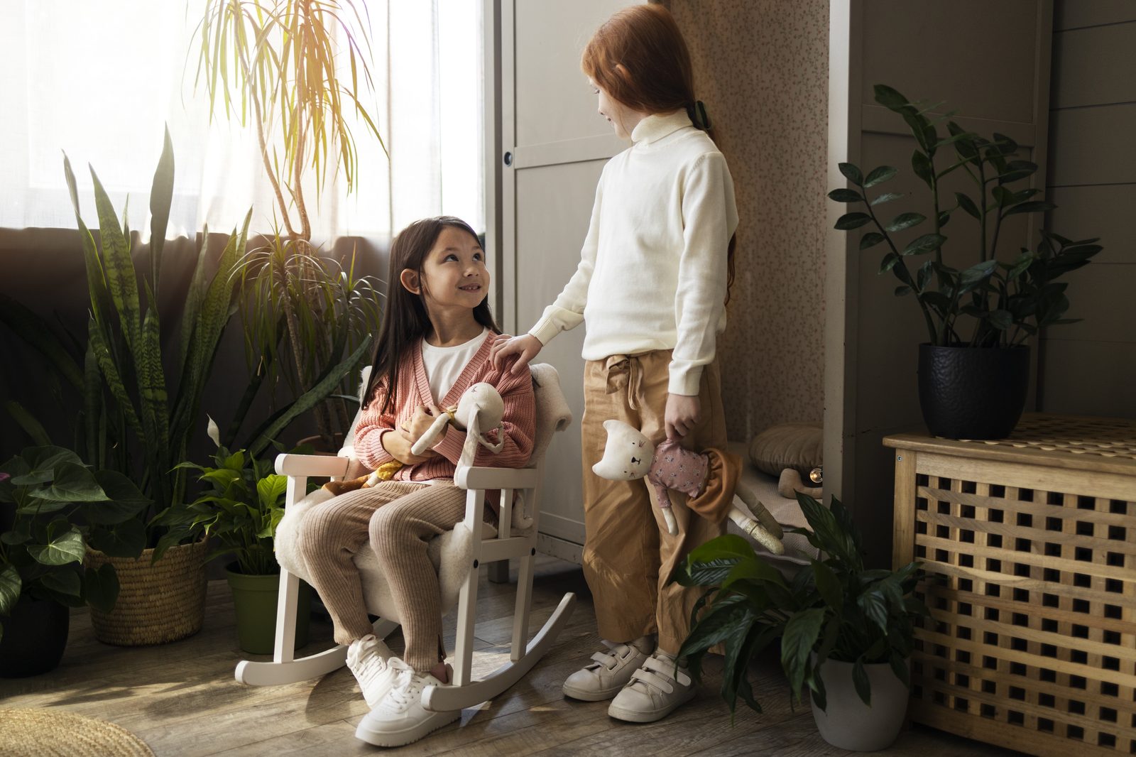 Children playing together at home