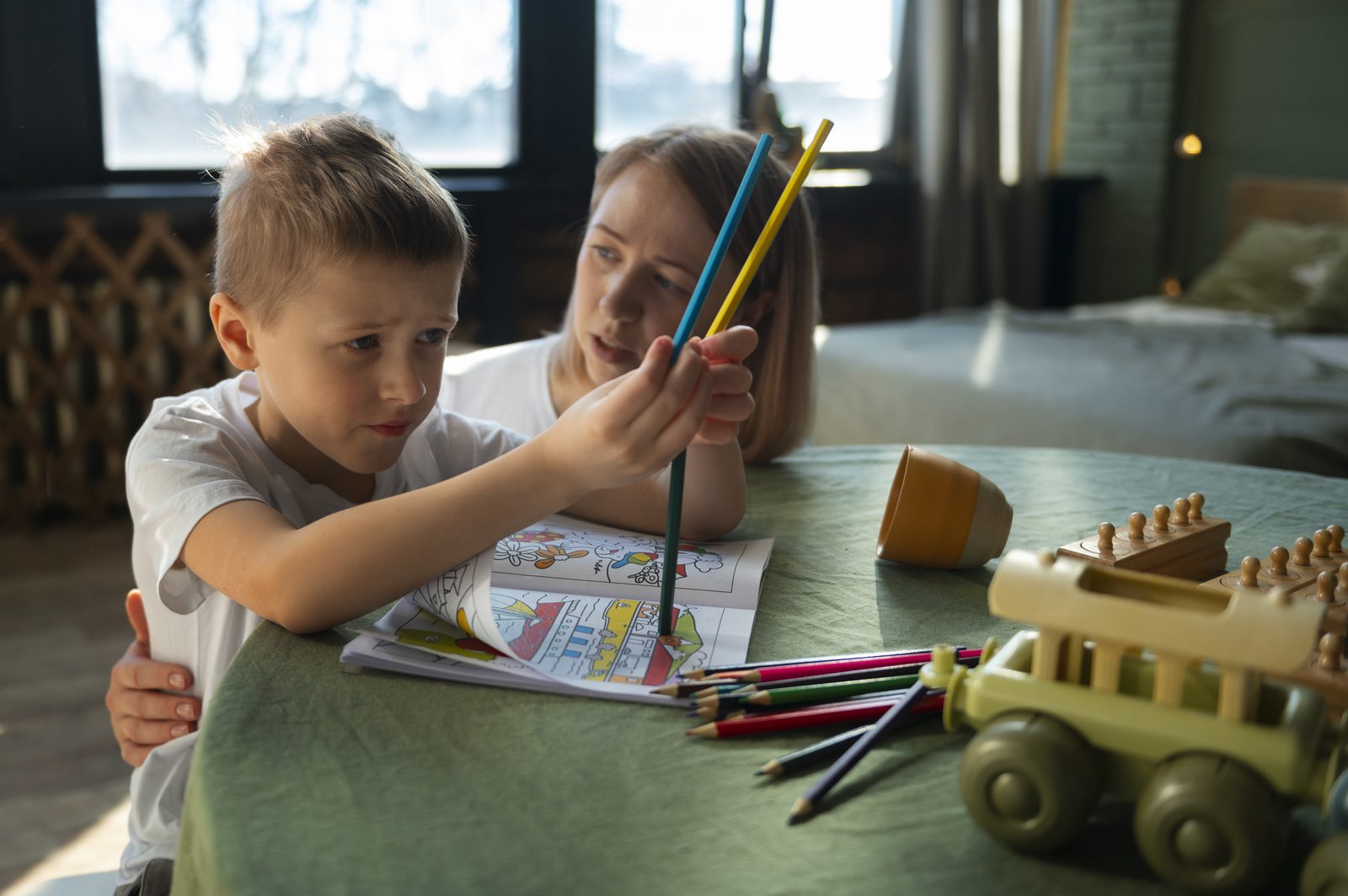Parent supporting their child's communication at home