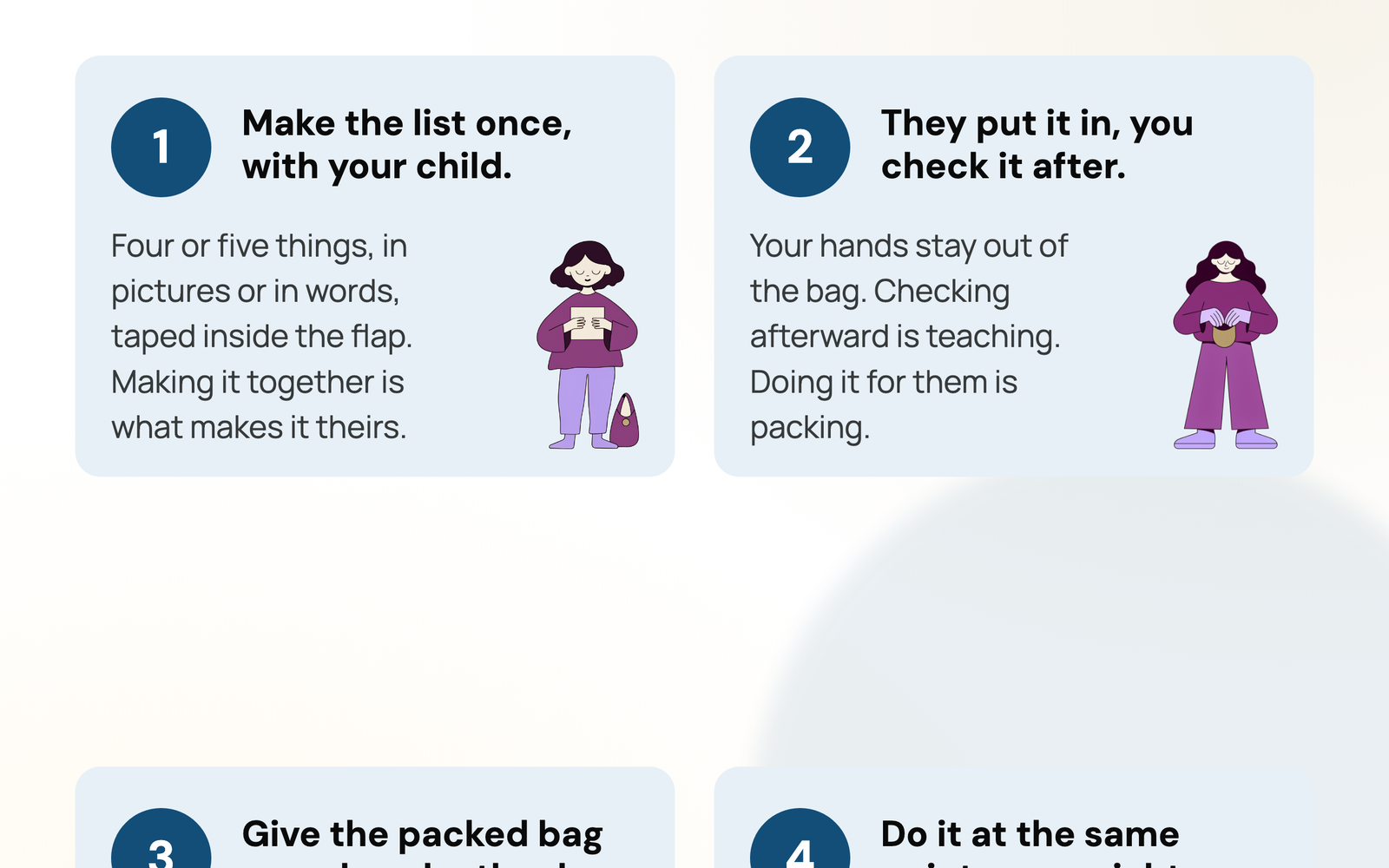 Pack the school bag the night before