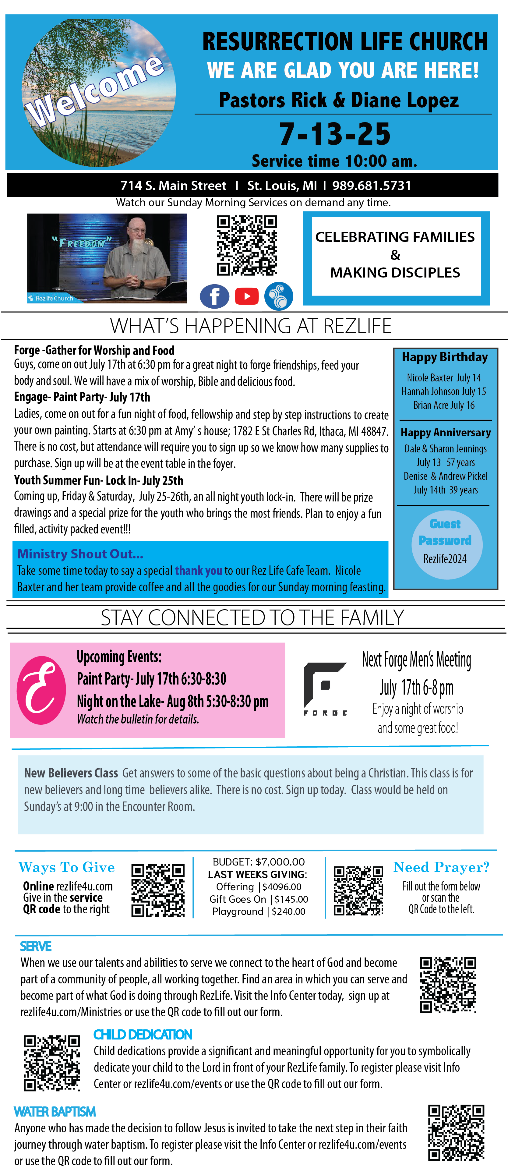 A descriptive Bulletin of the weekly events and announcements that are happening here with out Church Family
