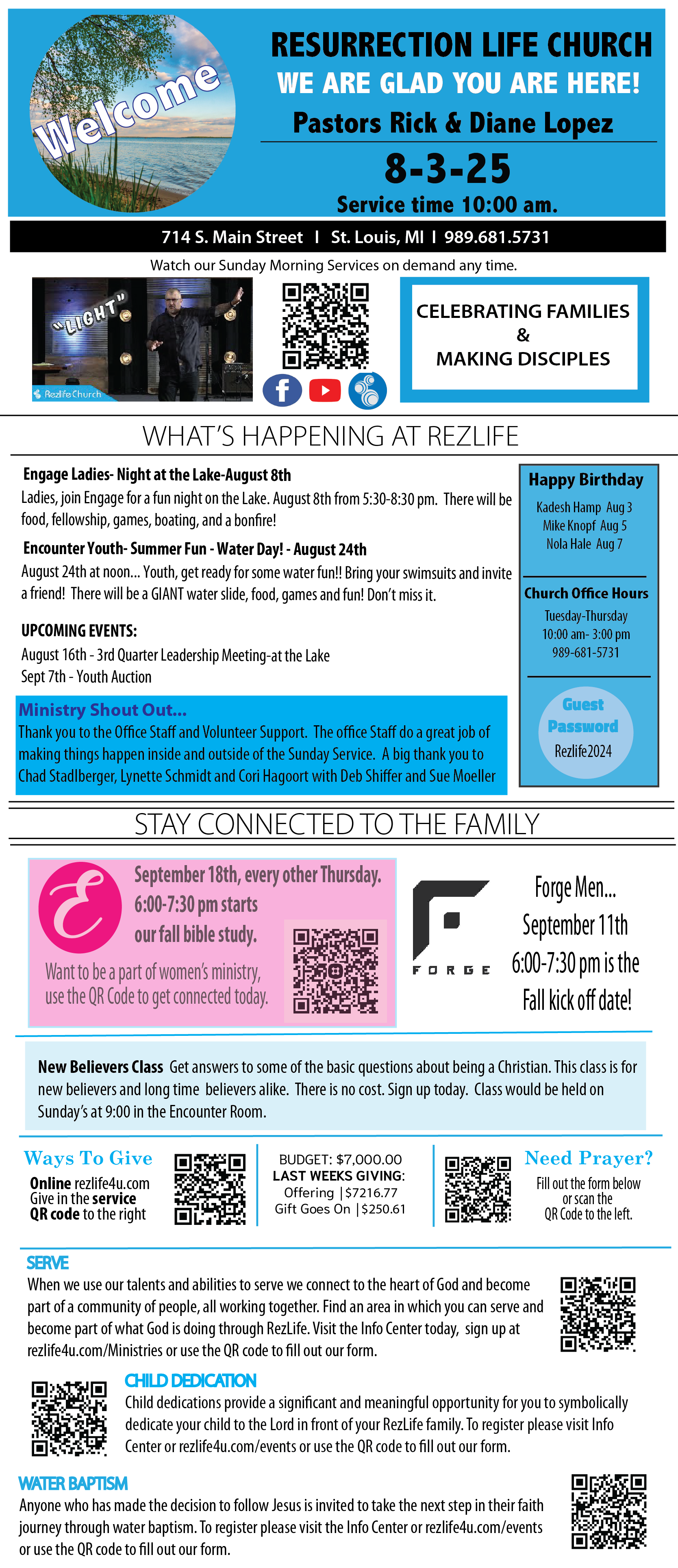 A descriptive Bulletin of the weekly events and announcements that are happening here with out Church Family