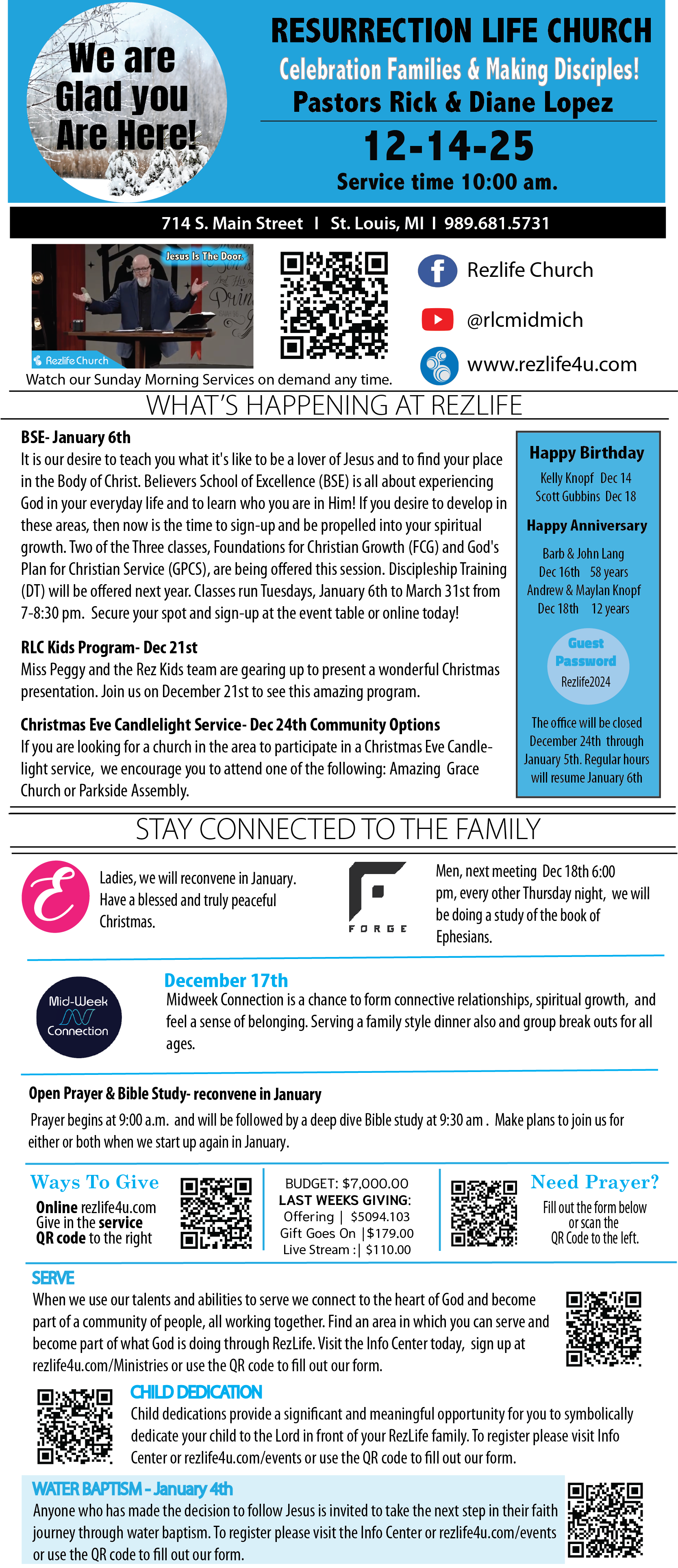 A descriptive Bulletin of the weekly events and announcements that are happening here with out Church Family