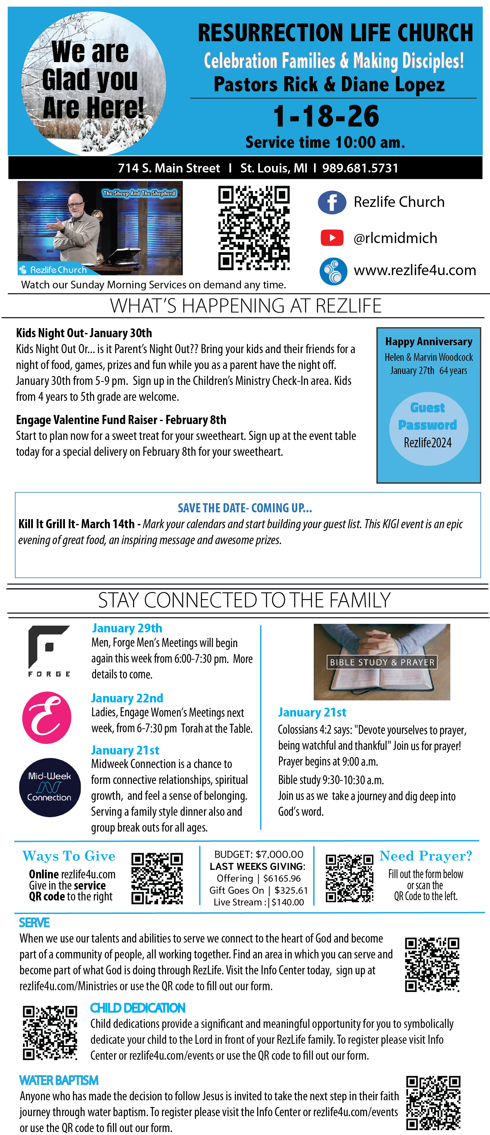 A descriptive Bulletin of the weekly events and announcements that are happening here with out Church Family