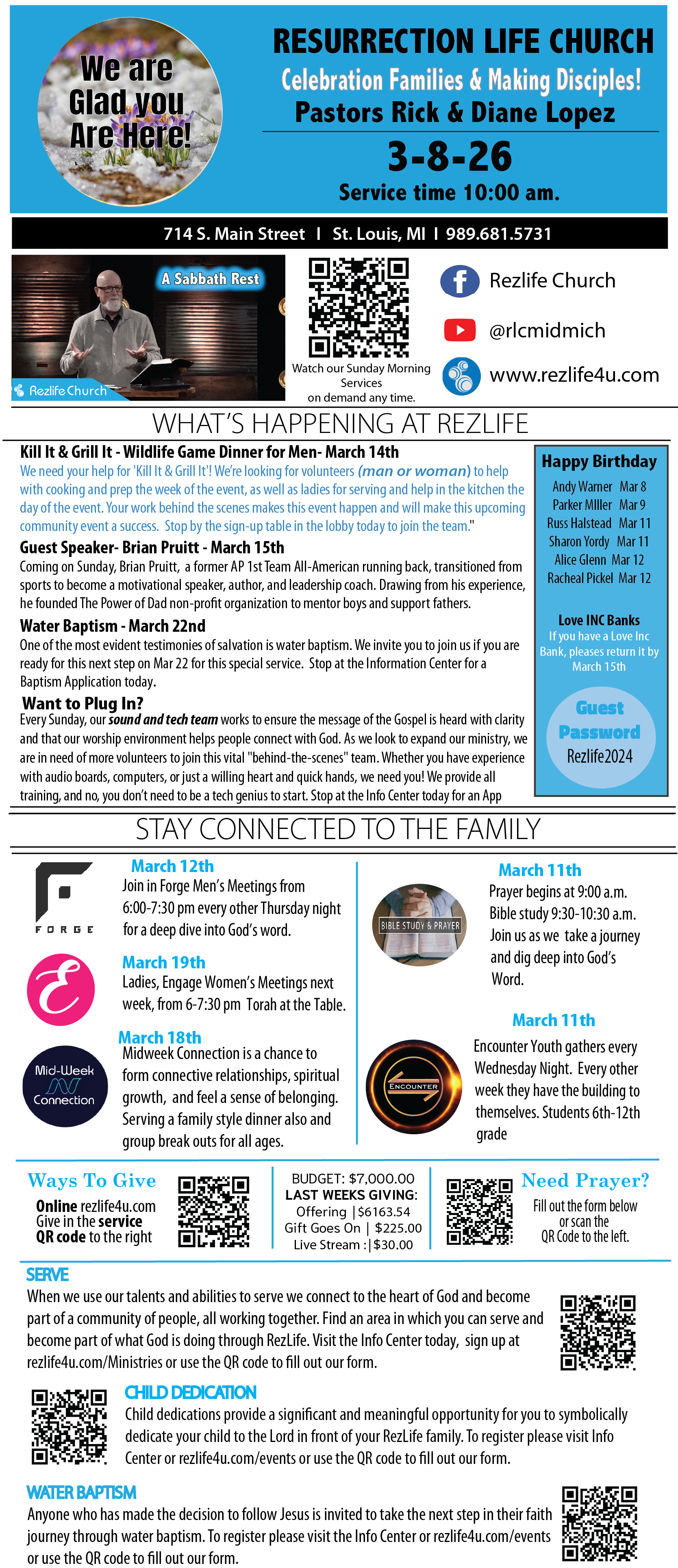 A descriptive Bulletin of the weekly events and announcements that are happening here with out Church Family