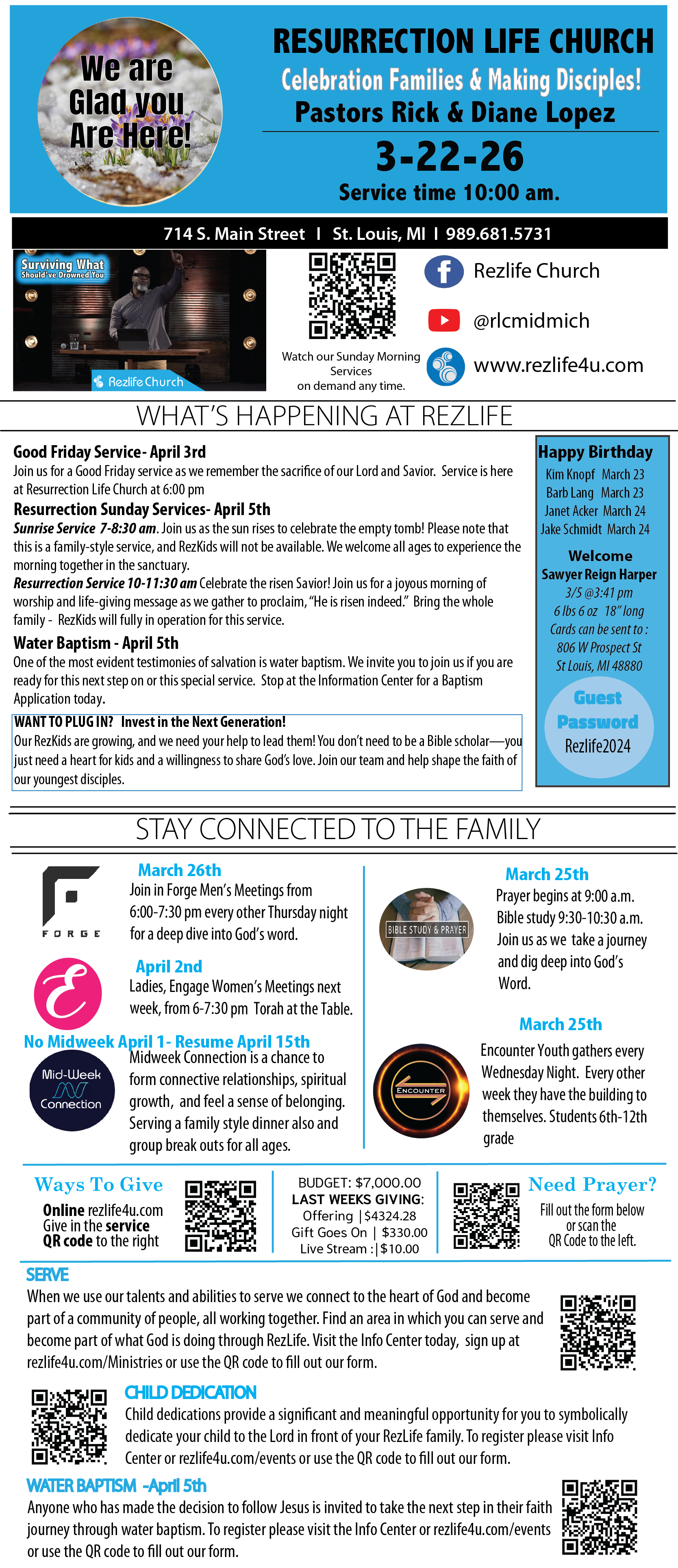 A descriptive Bulletin of the weekly events and announcements that are happening here with out Church Family