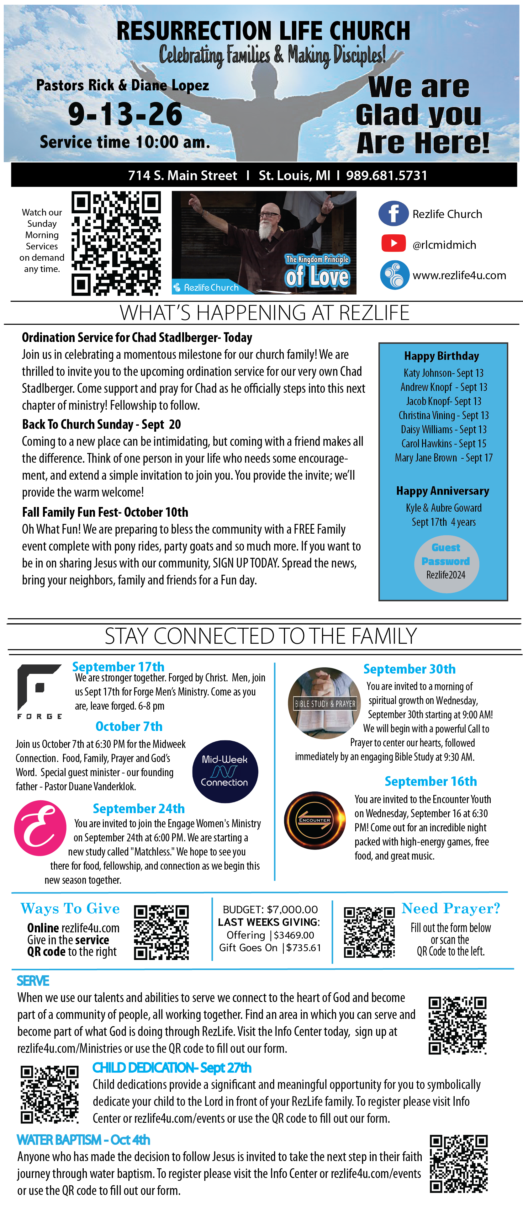 A descriptive Bulletin of the weekly events and announcements that are happening here with out Church Family