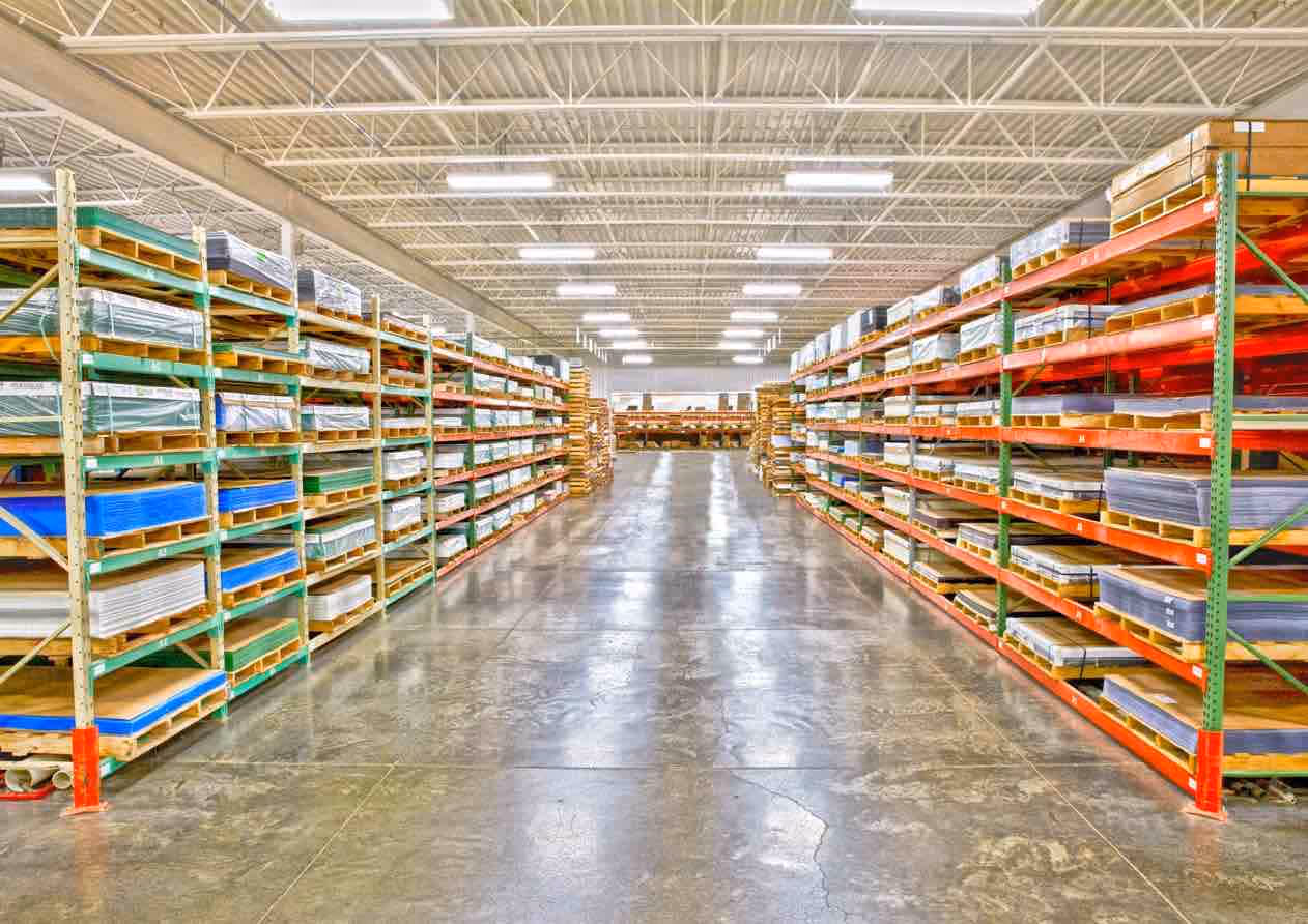 Warehouse of recycled acrylic and custom acrylic retail displays and fixtures