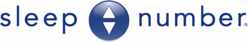 Sleep Number logo: lower-case text with a digital up/down button in the middle