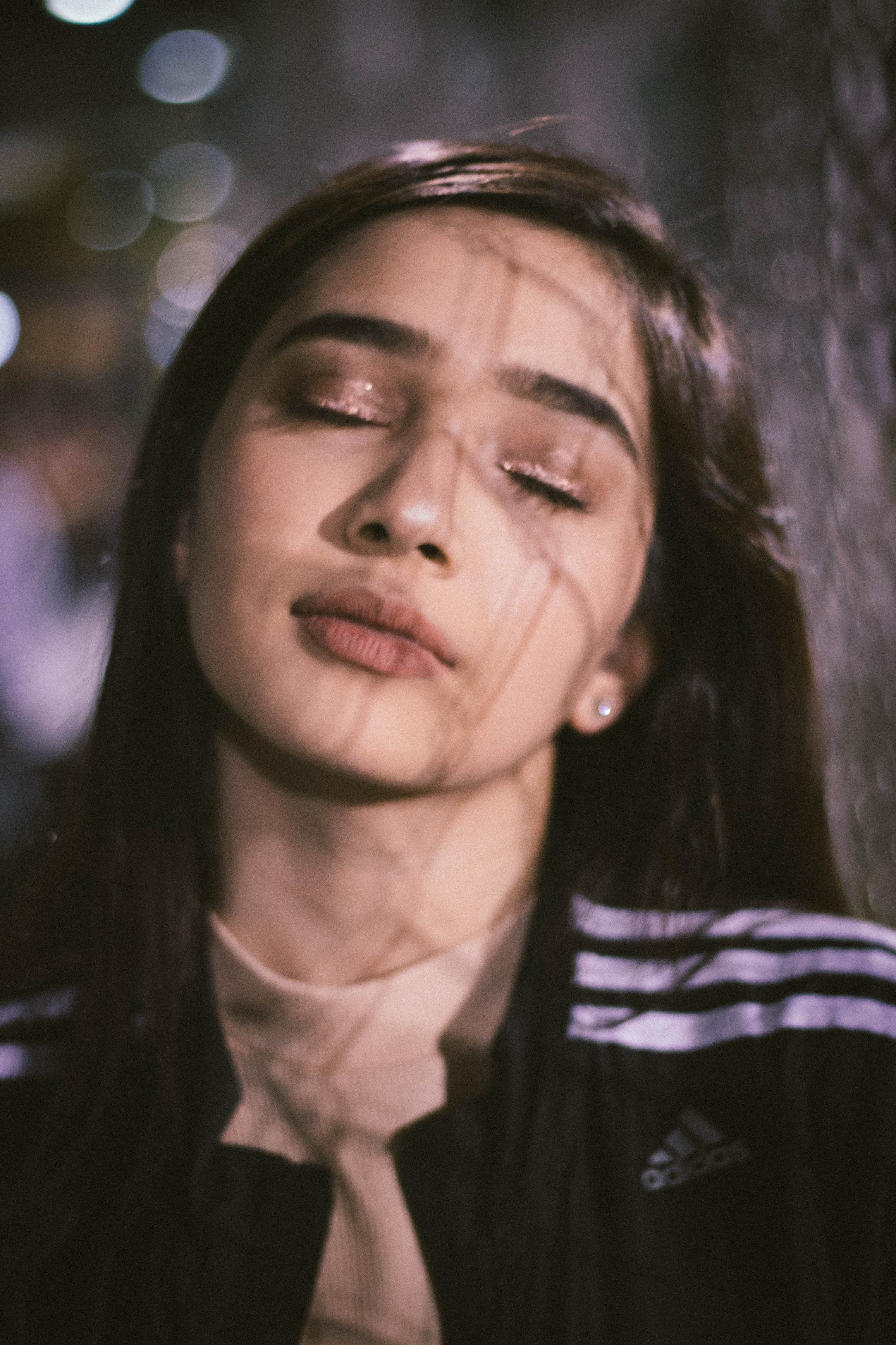 Portrait of a girl with eyes closed