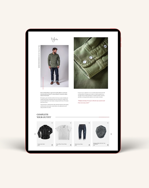 &SONS Product Page Ecommerce Design iPad Mockup